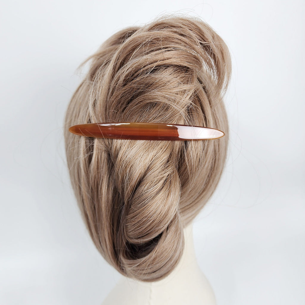Leopard Long Oval Full Tie-Up Hair Barrette (5.1 Inch) / Cute French Hair Pin / Automatic Hair Clip
