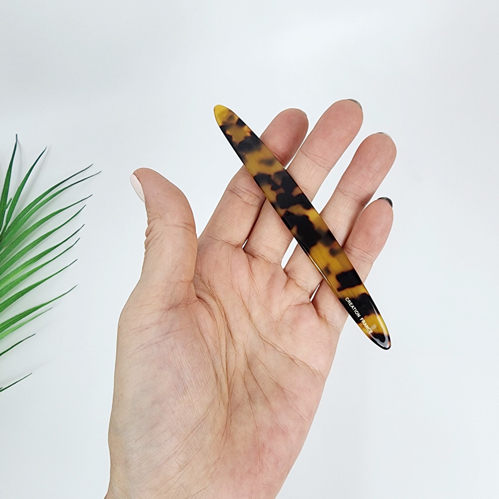 Leopard Long Oval Full Tie-Up Hair Barrette (5.1 Inch) / Cute French Hair Pin / Automatic Hair Clip