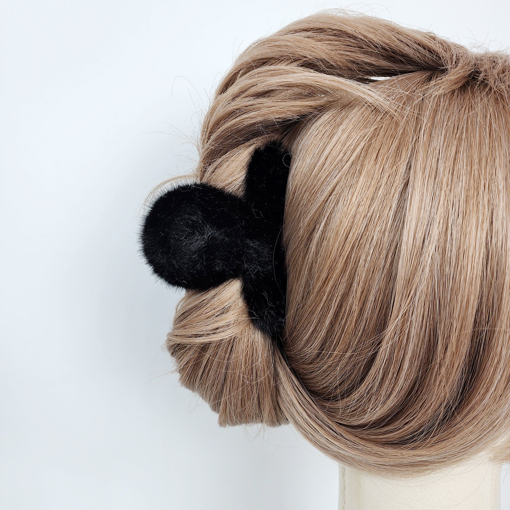 Synthetic Fur Eco-Fur Midi Twist Half-Tie Hair Claw Clip (3.5 Inch) / Large Hair Claw / Hair Accessory for Woman