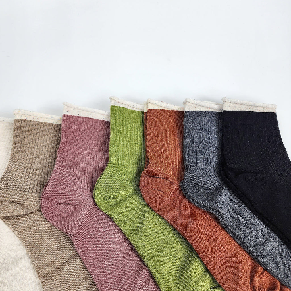 Non Binding Crew Socks | Cotton Soft Roll Top | Korean Socks | Pregnancy Gift for Her