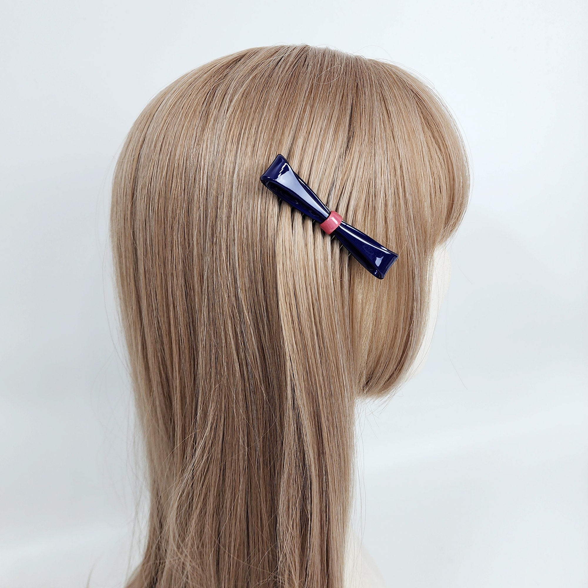 Pure Color Knot Ribbon Hair Comb Pin (3.0 Inch) / Cute French Hair Pin / Hair Fork for Thick Hair