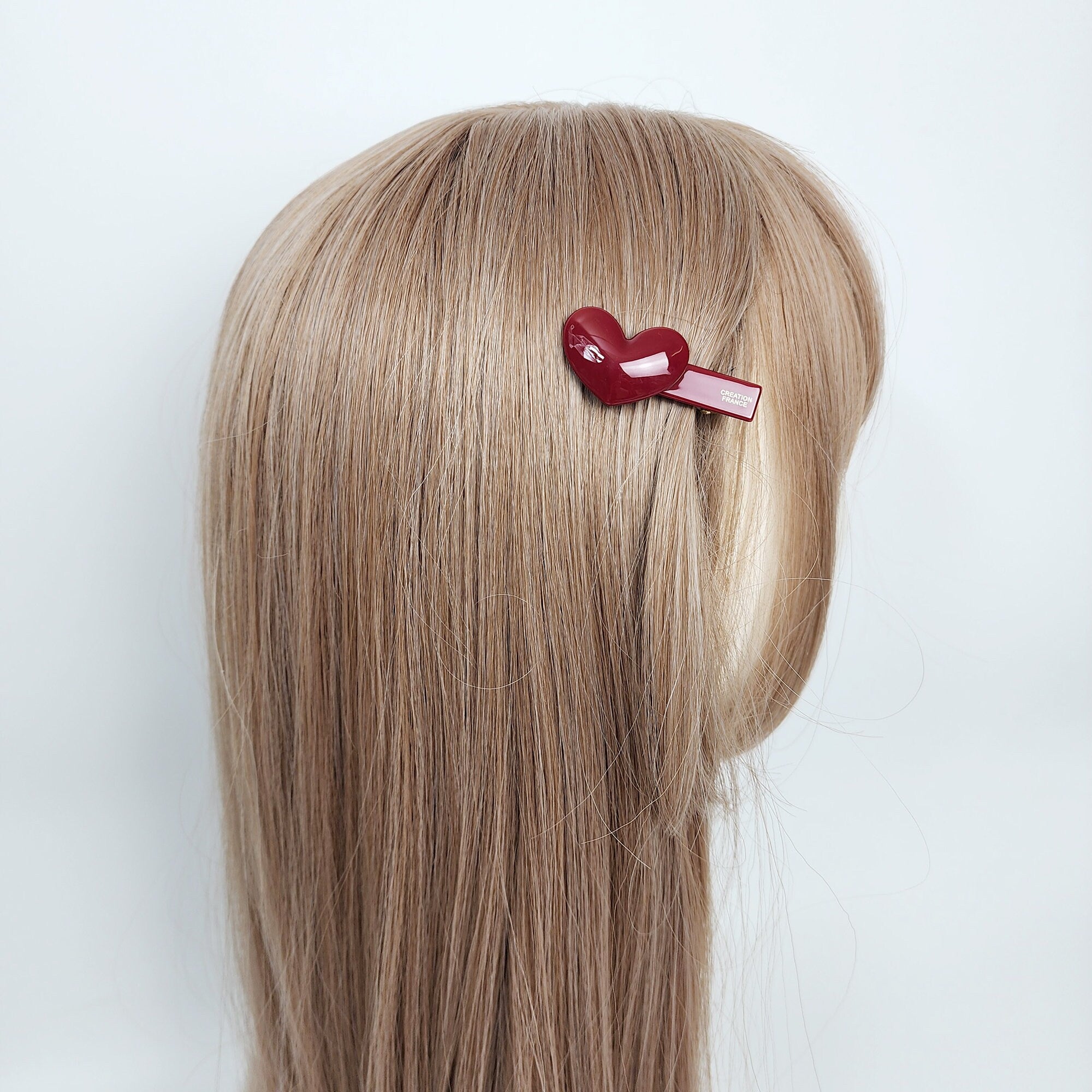 Convex Simple Heart Mini Hair Claw Clip (2.0 Inch) / Alligator Hair Clip for Woman / French Barrette for Girls