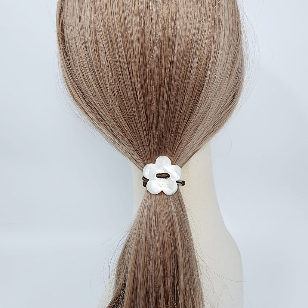 Velvet Aurora Convex Flower Stitch Elastic Hair Tie (1.3 Inch) / Simple Cute Ponytail Holder / Hair Accessory for Woman