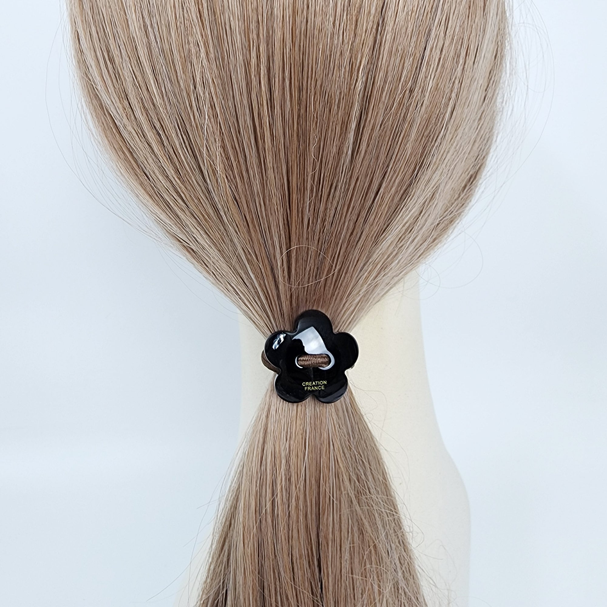 Velvet Aurora Convex Flower Stitch Elastic Hair Tie (1.3 Inch) / Simple Cute Ponytail Holder / Hair Accessory for Woman