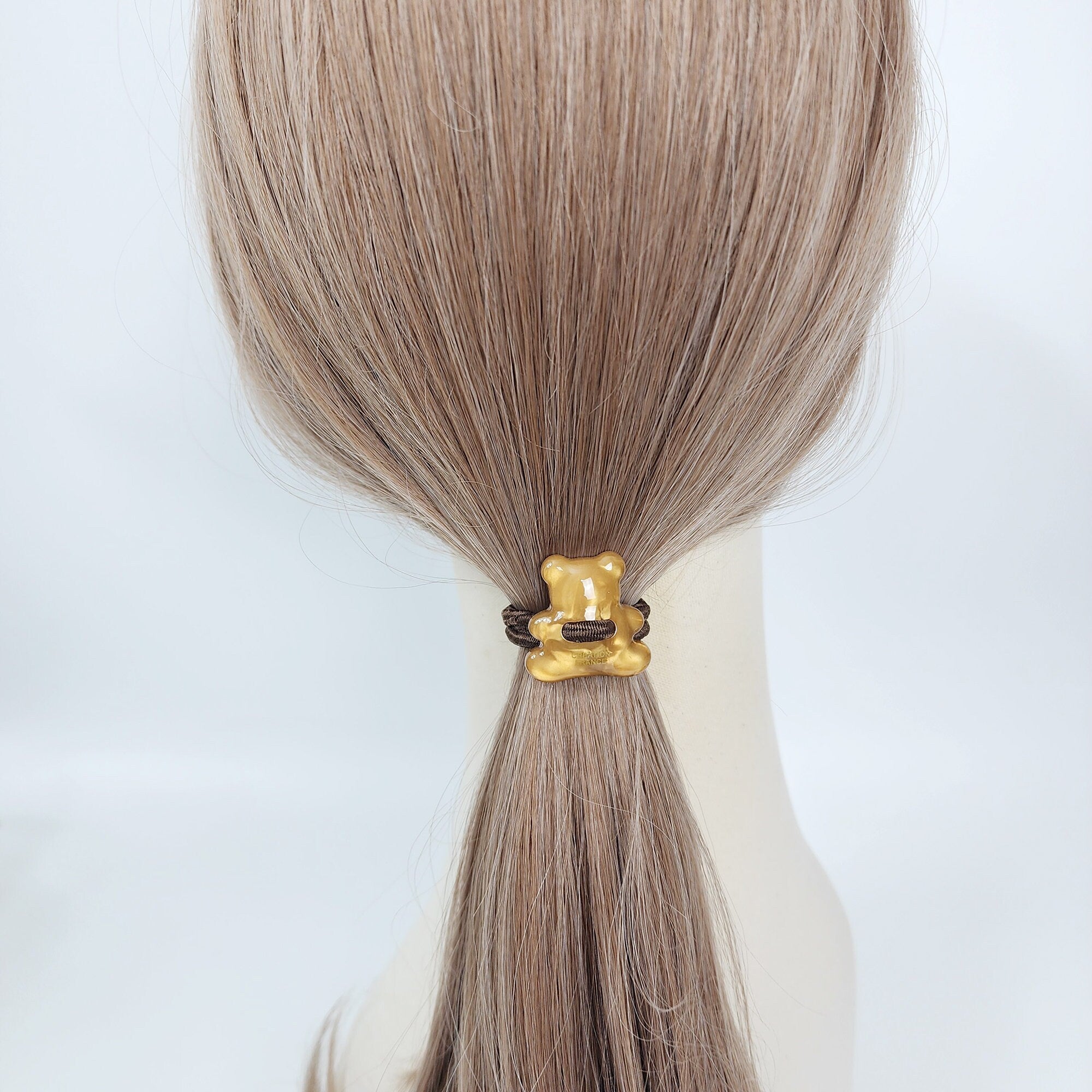 Velvet Aurora Convex Bear Stitch Elastic Hair Tie (1.1 Inch) / Simple Cute Ponytail Holder / Hair Accessory for Woman / French Hair Tie