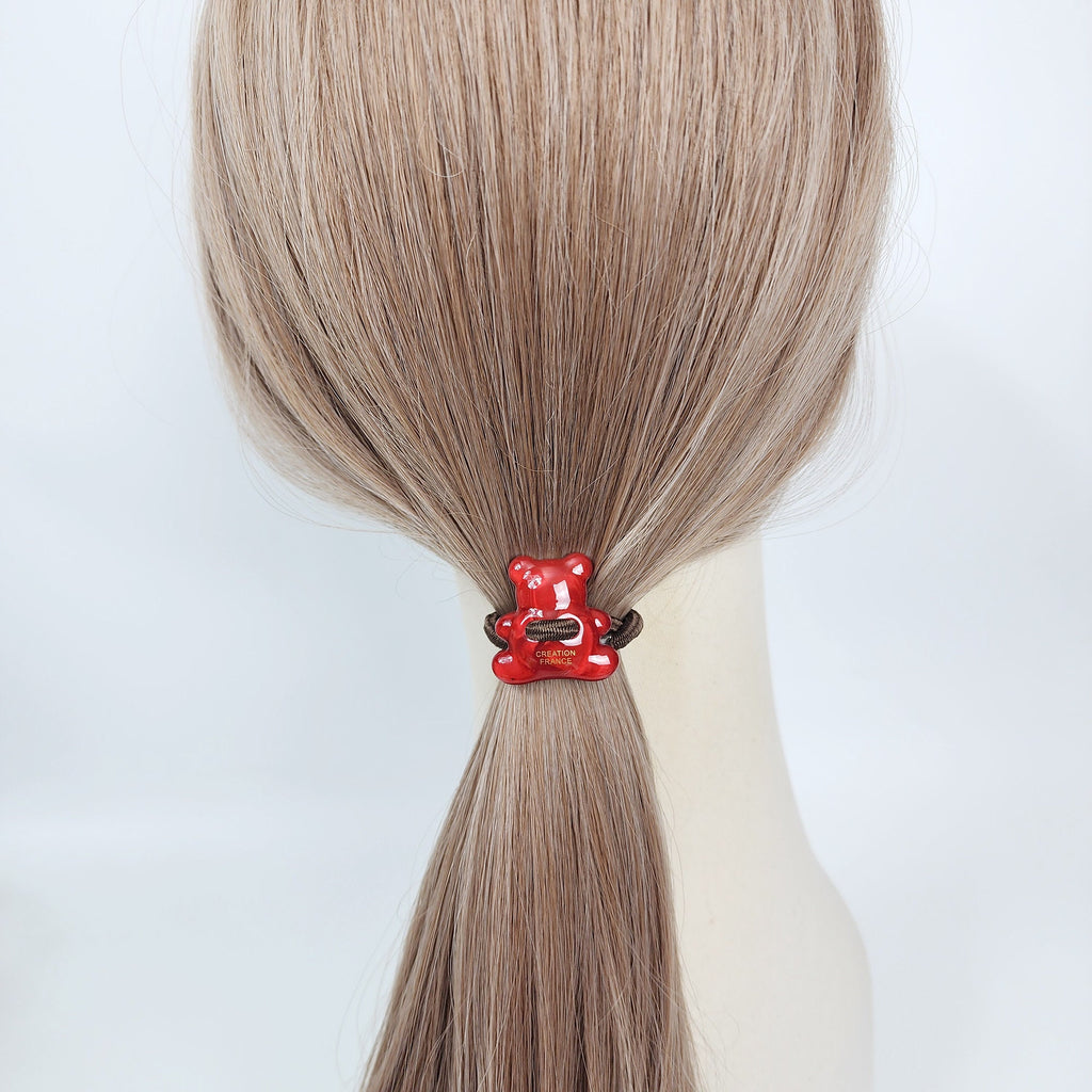 Velvet Aurora Convex Bear Stitch Elastic Hair Tie (1.1 Inch) / Simple Cute Ponytail Holder / Hair Accessory for Woman / French Hair Tie