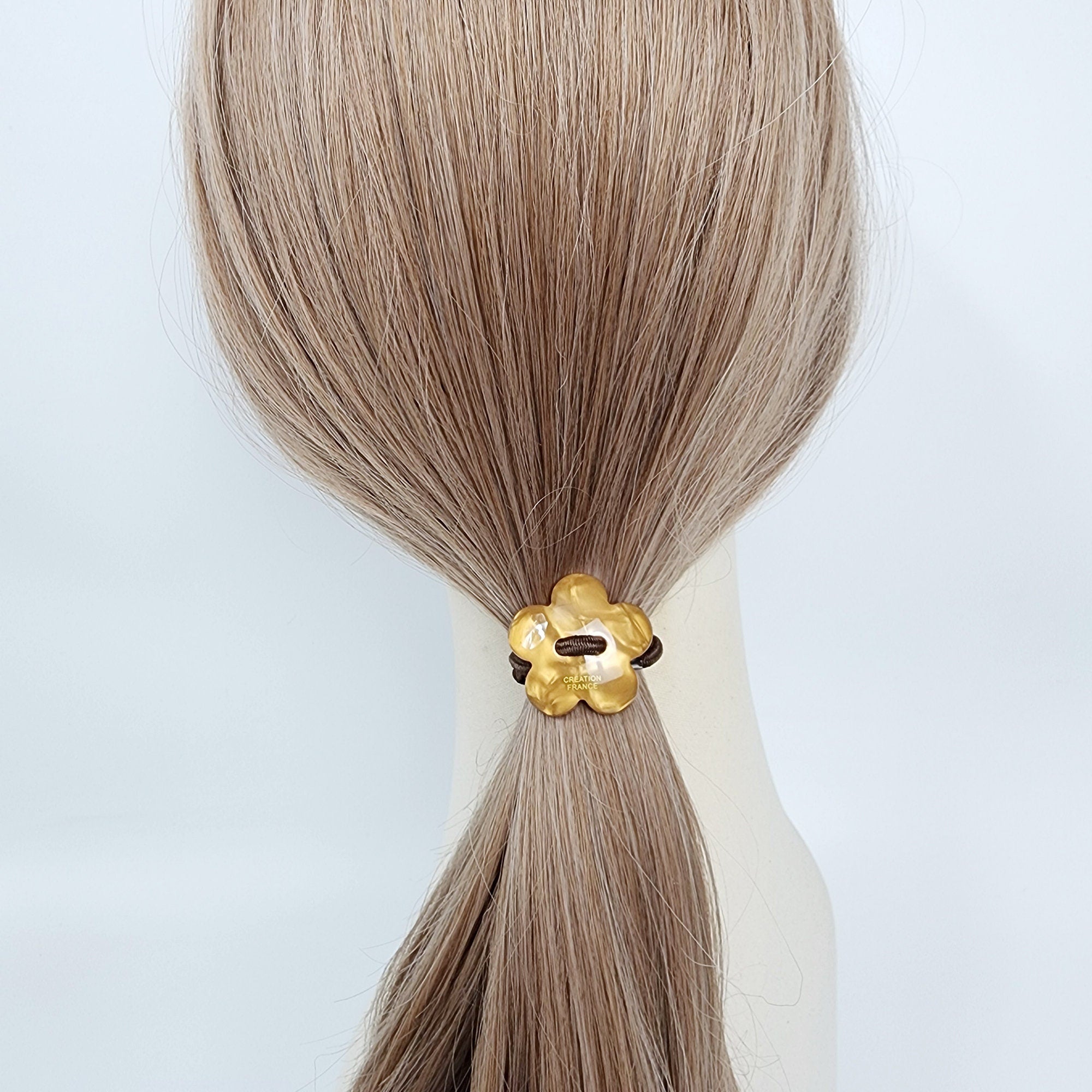 Velvet Aurora Convex Flower Stitch Elastic Hair Tie (1.3 Inch) / Simple Cute Ponytail Holder / Hair Accessory for Woman