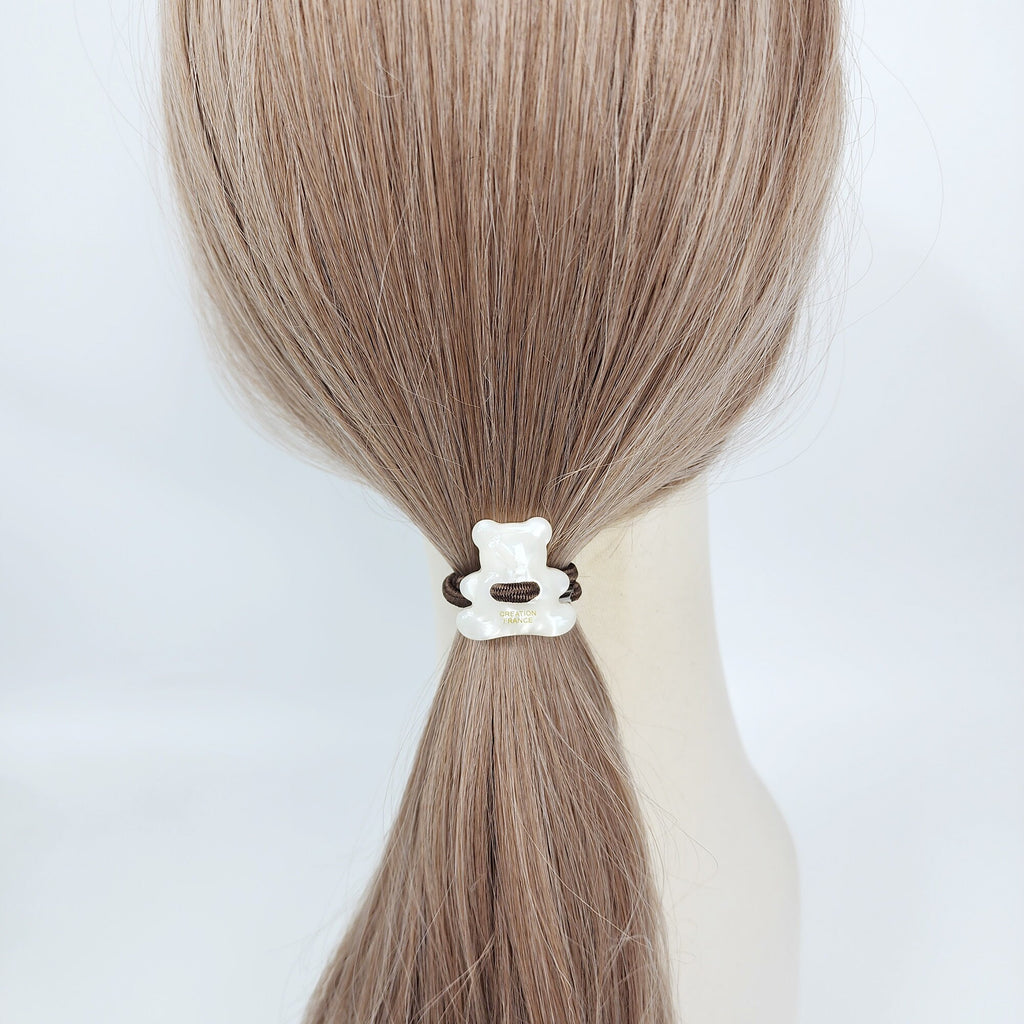 Velvet Aurora Convex Bear Stitch Elastic Hair Tie (1.1 Inch) / Simple Cute Ponytail Holder / Hair Accessory for Woman / French Hair Tie