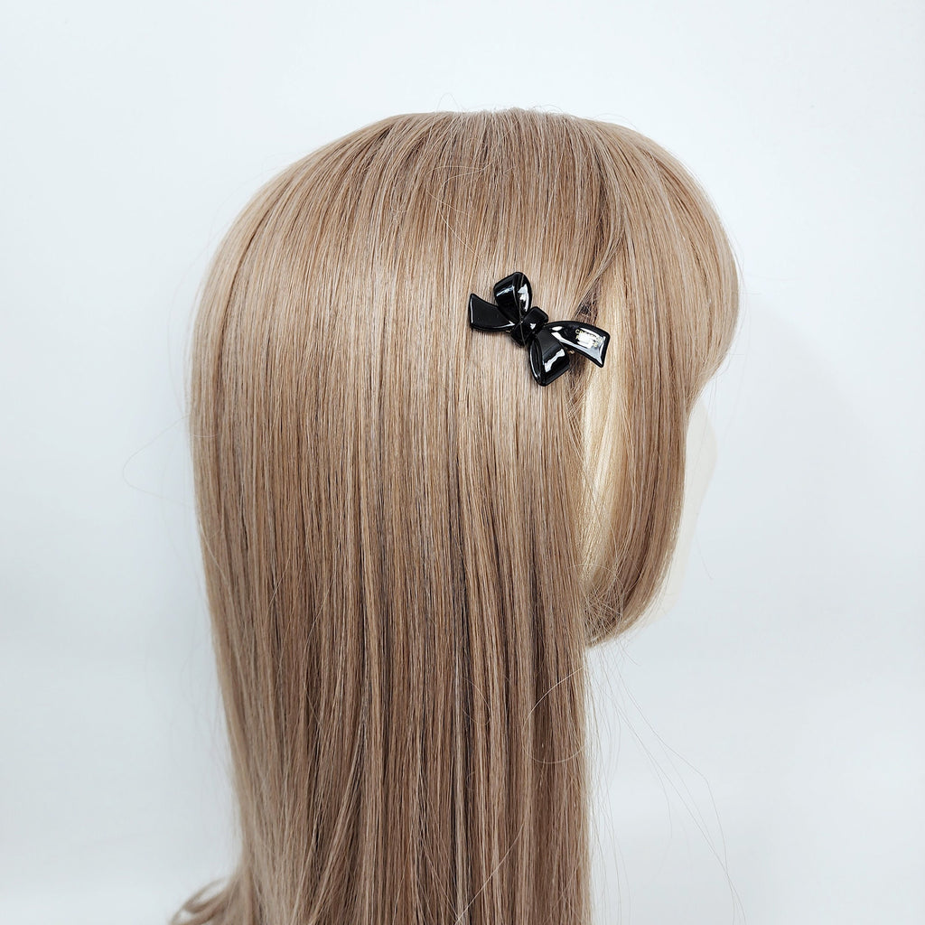 Pure Color Extra Mini Double Ribbon Hair Claw Clip (1.8 Inch) / Alligator Hair Clip for Woman / French Barrette for Girls