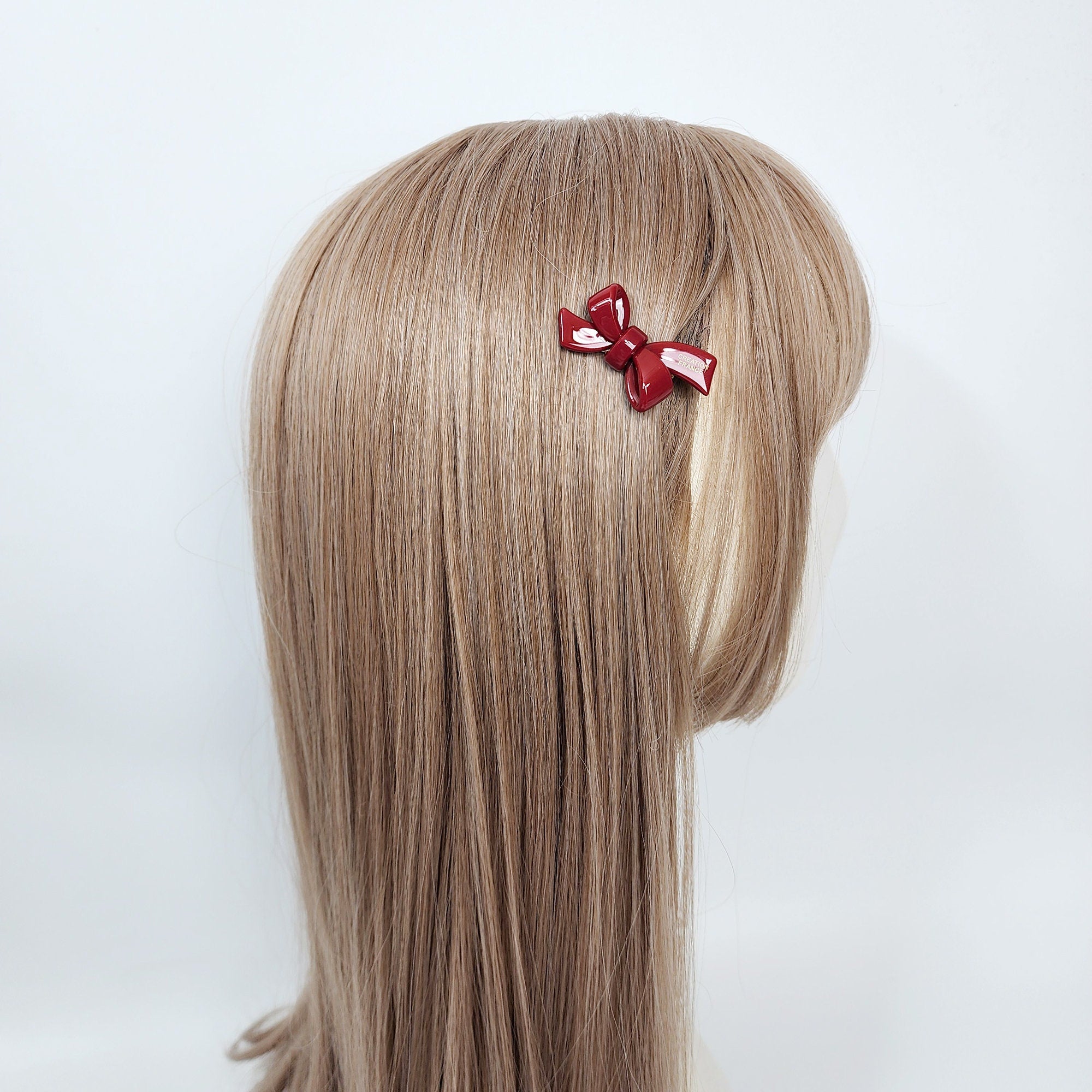 Pure Color Extra Mini Double Ribbon Hair Claw Clip (1.8 Inch) / Alligator Hair Clip for Woman / French Barrette for Girls