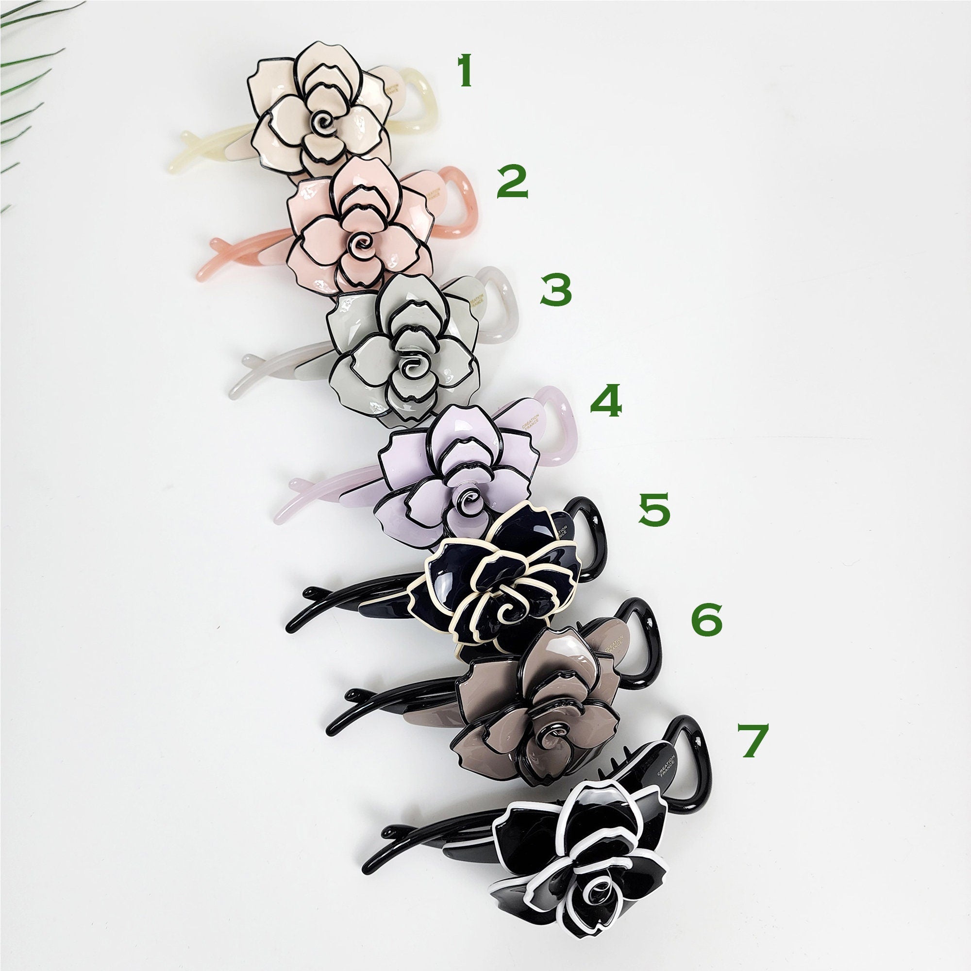 Pastel Color Clara Flower Banana Clip (4.3 Inch) / Tortoise Marble Hair Comb Barrette / Clincher Comb Hair Accessory / French Hair Pin