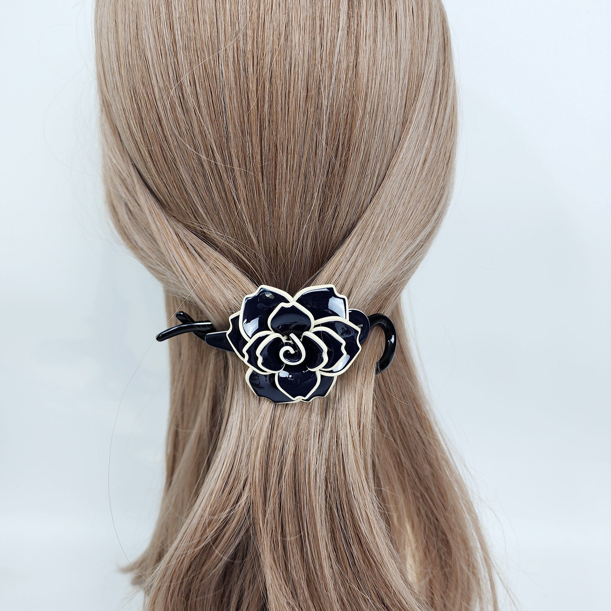 Pastel Color Clara Flower Banana Clip (4.3 Inch) / Tortoise Marble Hair Comb Barrette / Clincher Comb Hair Accessory / French Hair Pin