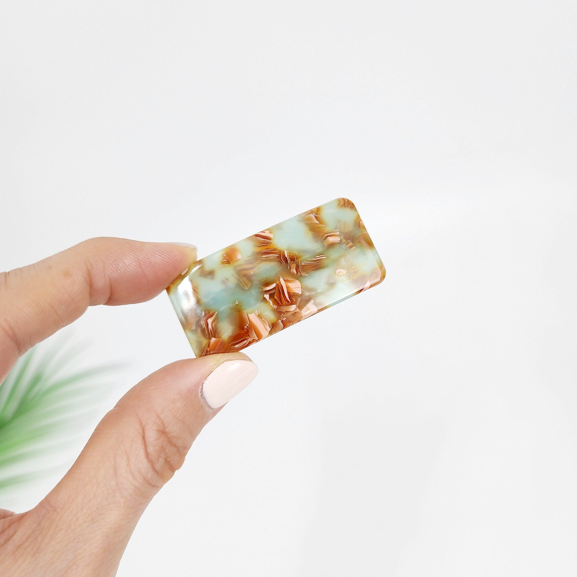 Fashionable Leopard Pure Dela Ultra Mini Rectangular Hair Barrette (2.0 Inch) / Cute French Hair Pin / Automatic Hair Clip