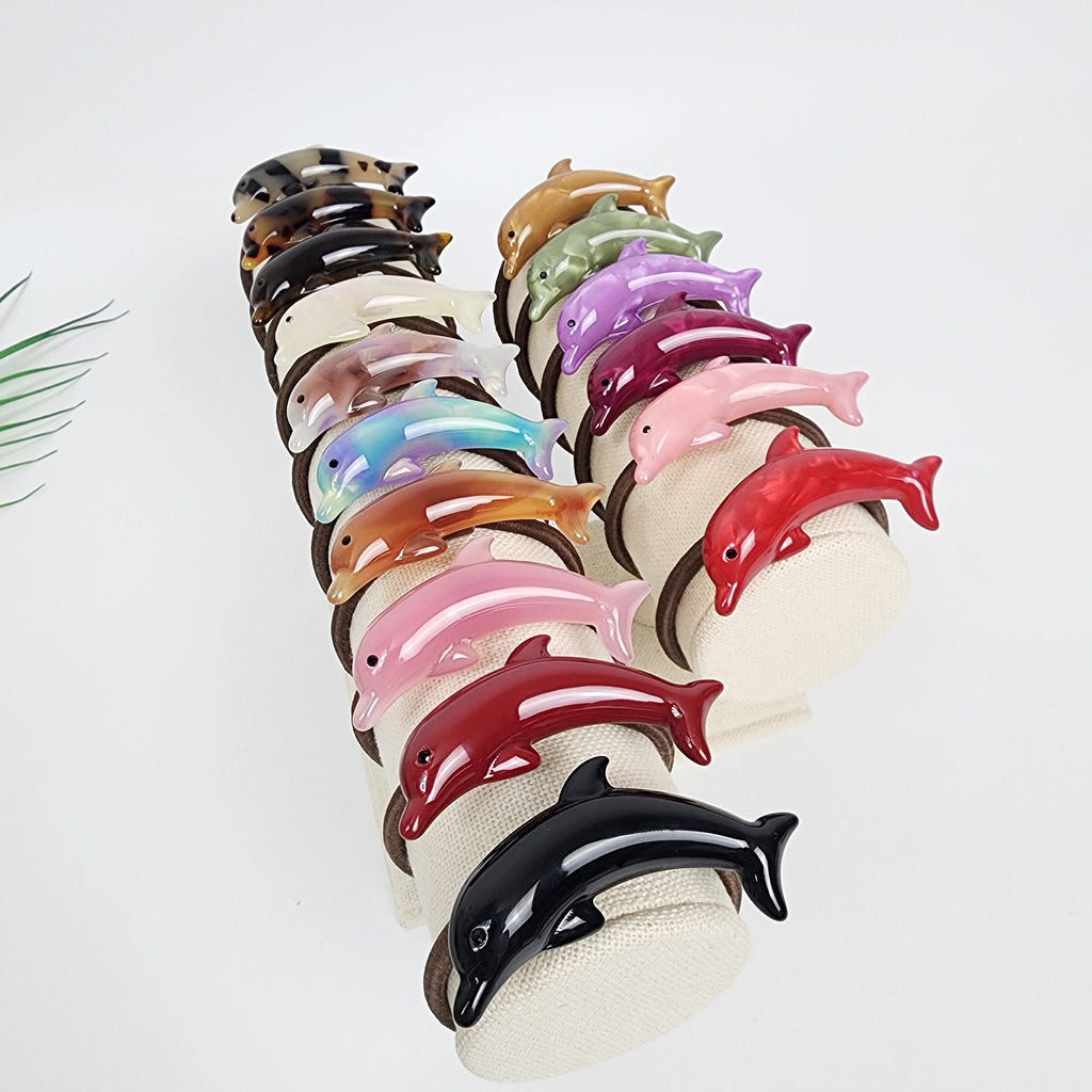 Flying Dolphin Ponytail Elastic Hair Tie (2.2 Inch) / Simple Cute Ponytail Holder / Hair Accessory for Woman / French Hair Tie
