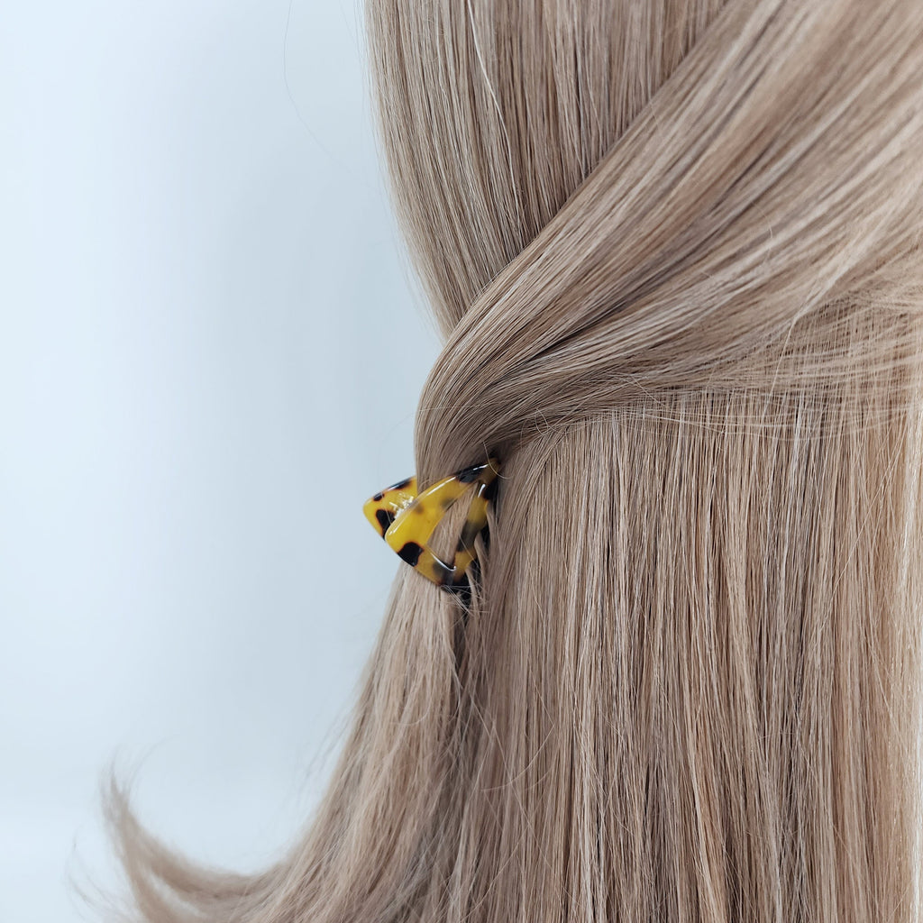 Pure Triangle Fashion Small Point Hair Clip (1.6 Inch) / Cute Tortoise Shell French Hair Pin / Small Hair Clips