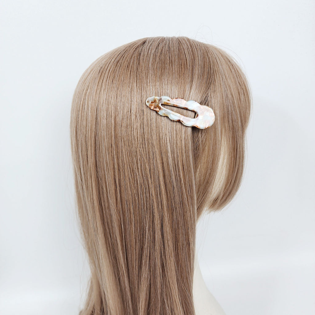 Triangle Round Frill Side Hair Clip (2.7 Inch) / Cute French Pin / Alligator Hair Clip for Woman