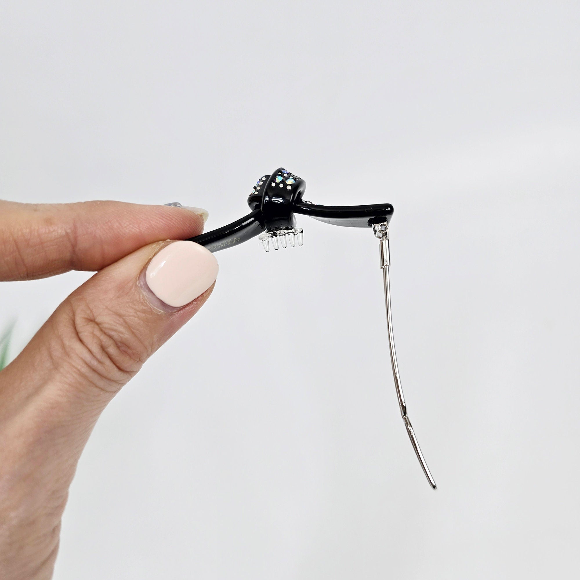 Cubic Stone Straight Knot Bobby Pin (2.0 Inch) / Tortoise Marble French Hair Pin Clip / Hair Accessory for Woman / Bow Barrette