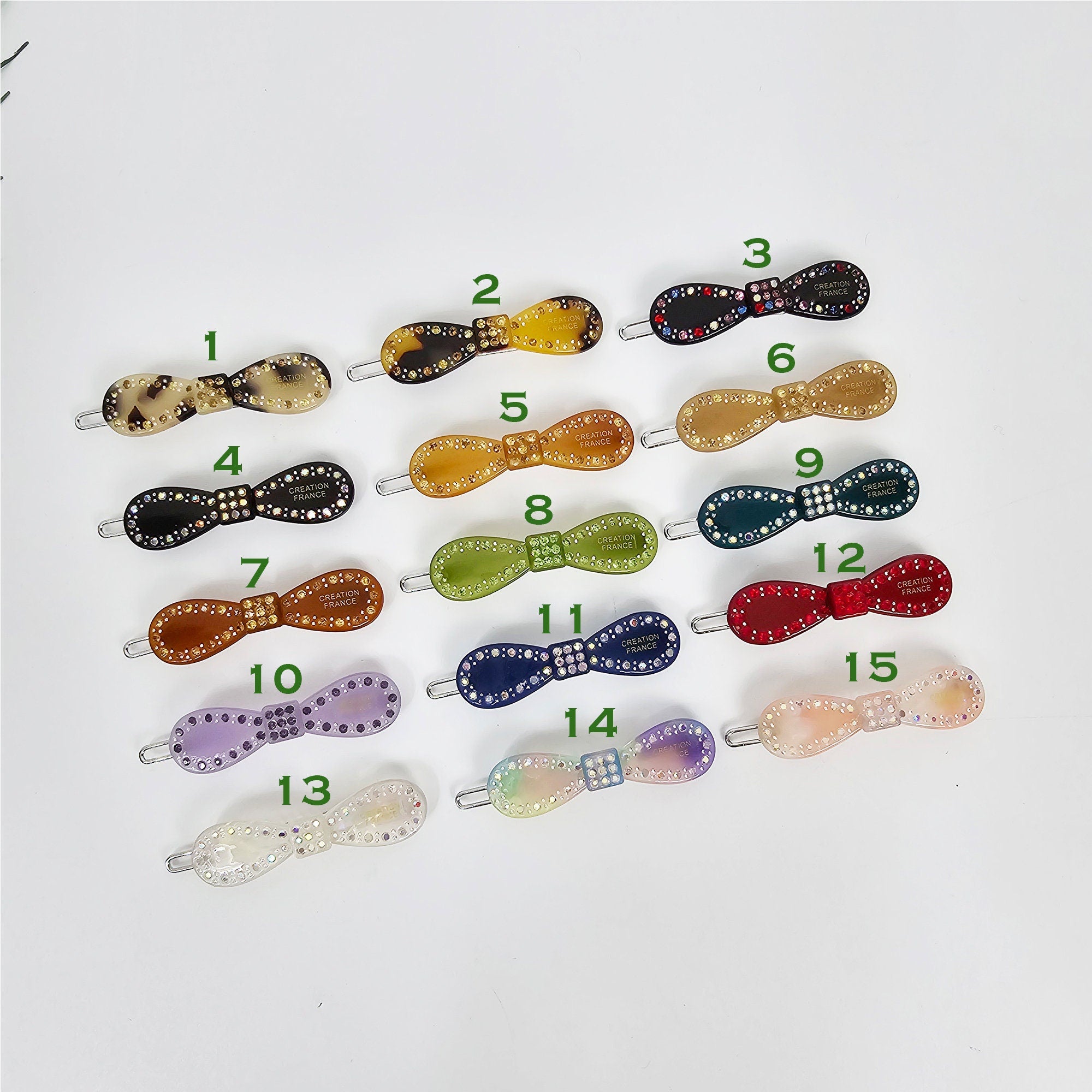 Claire Cubic Line Round Ribbon Bobby Pin (2.0 Inch) / Tortoise Marble French Hair Pin Clip / Hair Accessory for Woman / Bow Barrette