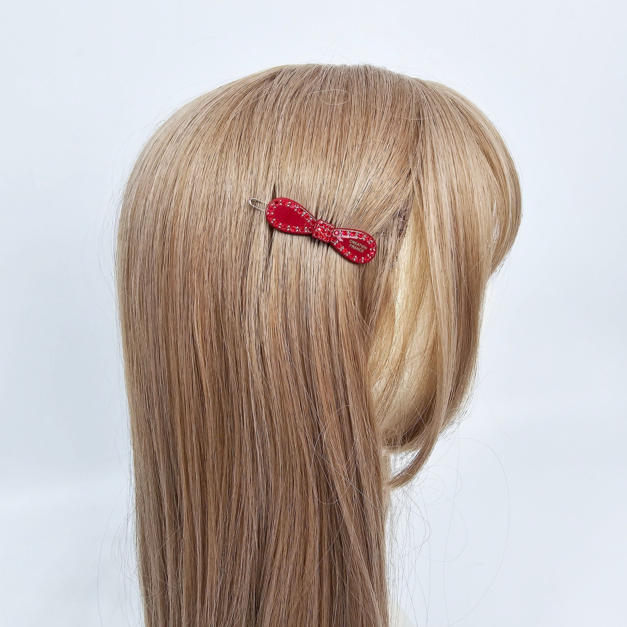 Claire Cubic Line Round Ribbon Bobby Pin (2.0 Inch) / Tortoise Marble French Hair Pin Clip / Hair Accessory for Woman / Bow Barrette