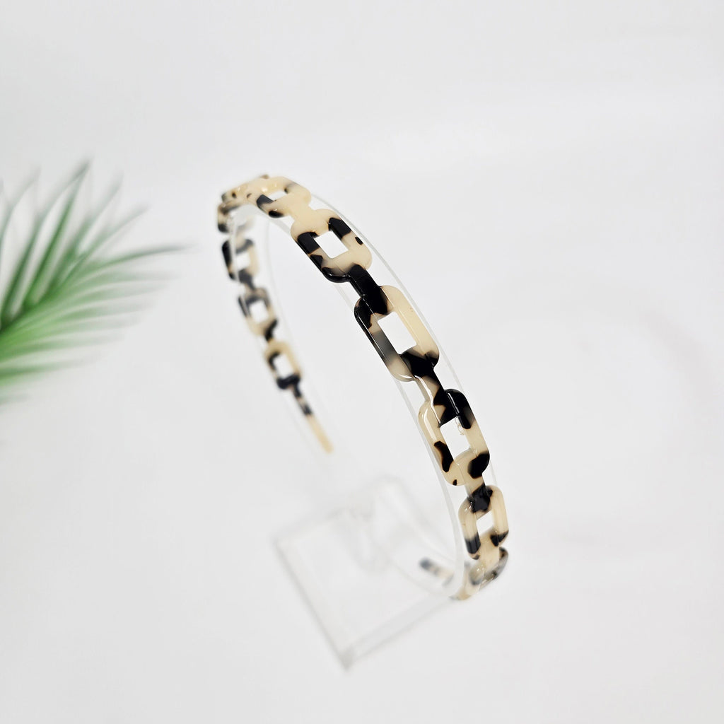 Leopard Square Chain Thin Headband (0.5 Inch) / Hair Accessories for Woman / Alice Headband