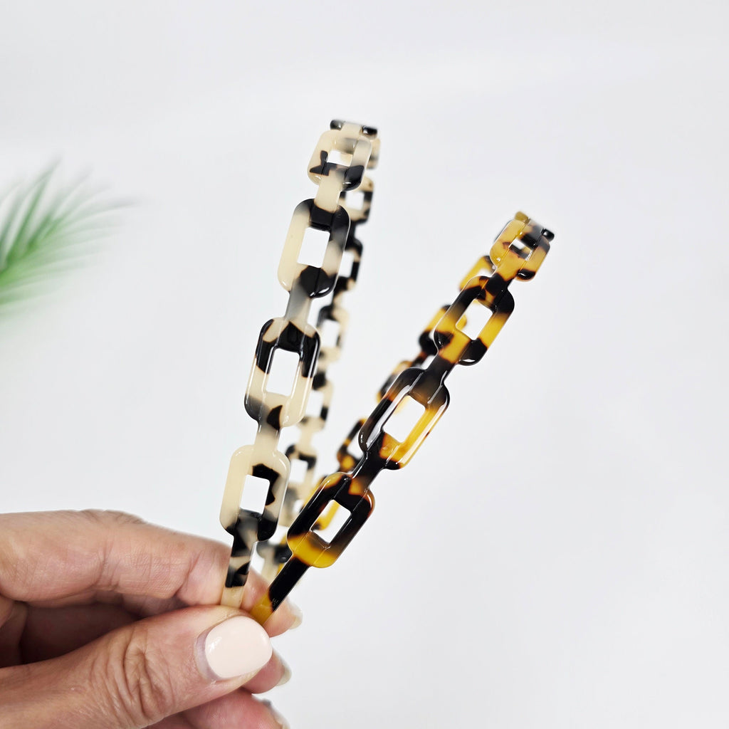 Leopard Square Chain Thin Headband (0.5 Inch) / Hair Accessories for Woman / Alice Headband
