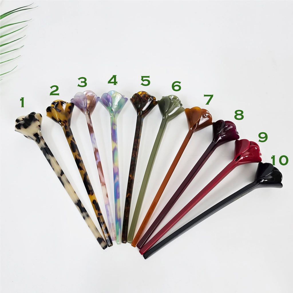 Blooming Rose Updo Hair Stick (6.5 Inch) / Vintage French Hair Pin / Hair Fork for Thick Hair