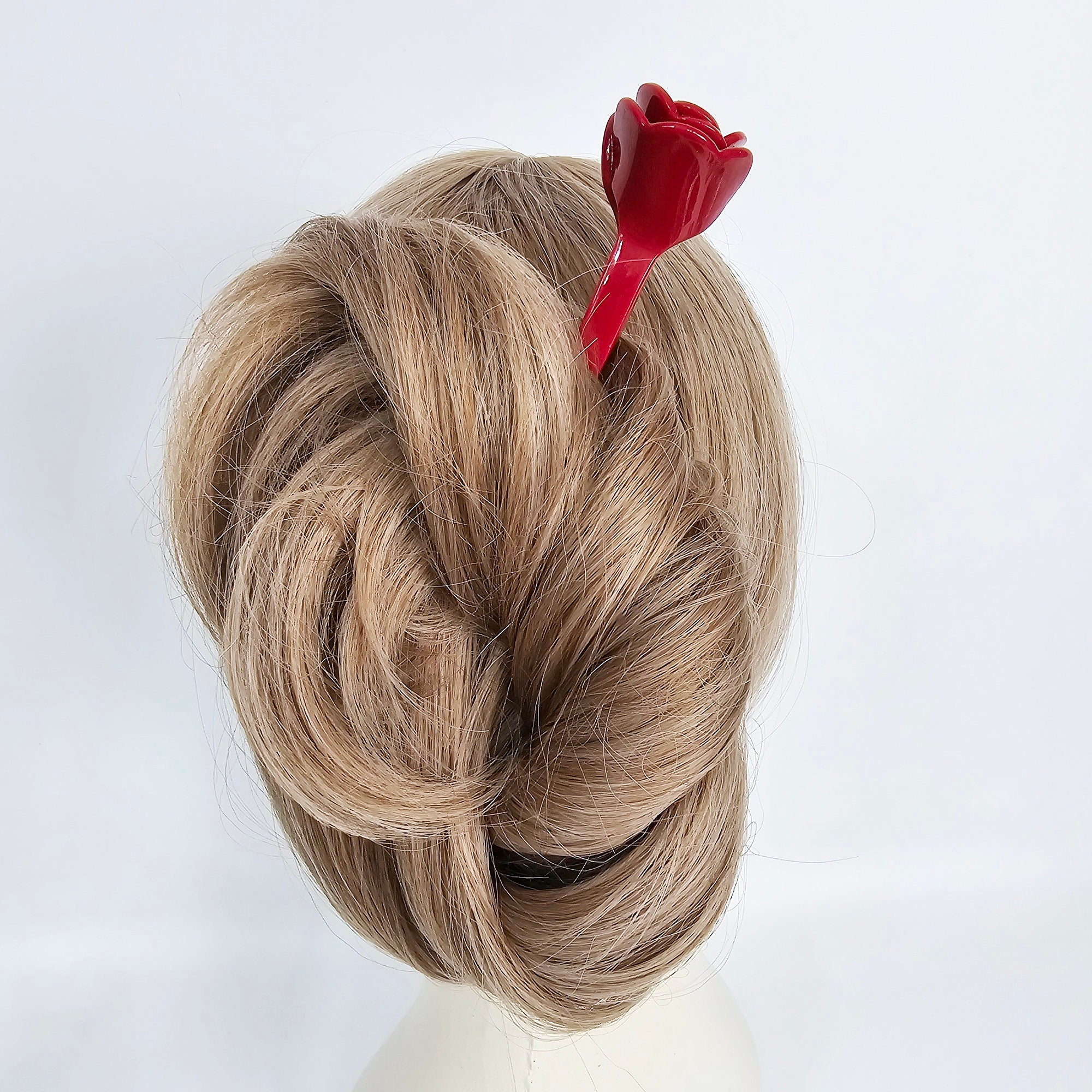 Blooming Rose Updo Hair Stick (6.5 Inch) / Vintage French Hair Pin / Hair Fork for Thick Hair