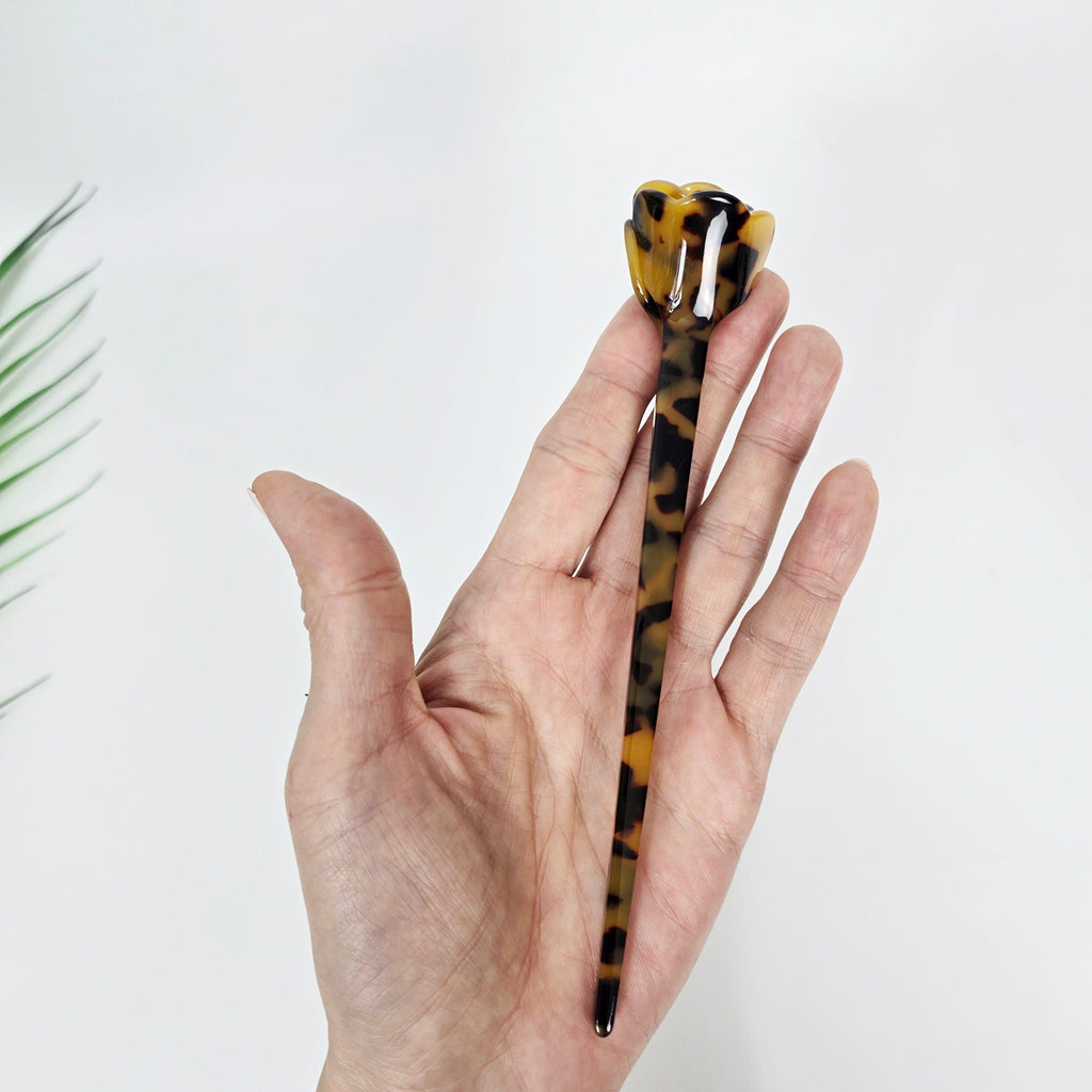 Blooming Rose Updo Hair Stick (6.5 Inch) / Vintage French Hair Pin / Hair Fork for Thick Hair