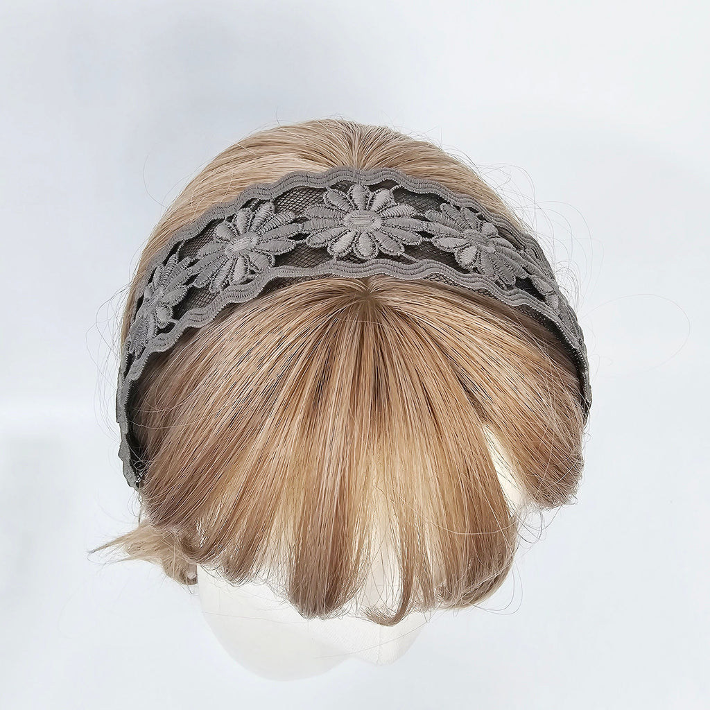 Handmade Sunflower Embroidery Lace Fabric Wide Headband (2.0 Inch) / Hair Accessories for Woman