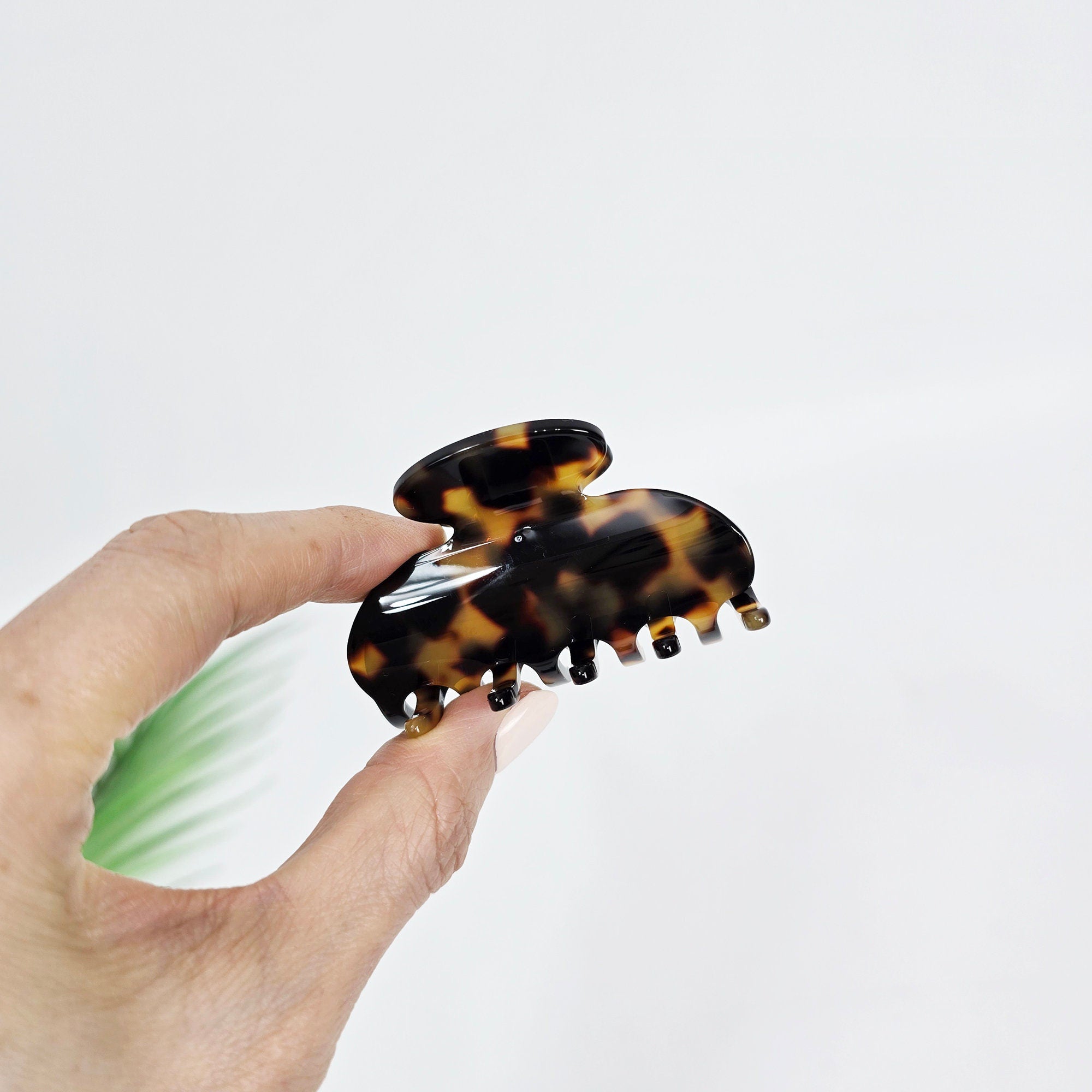 Luxurious Simple Half Moon Half-Tie Hair Claw Clip (2.4 Inch) / Tortoise Shell French Hair Claw / Hair Barrette for Woman