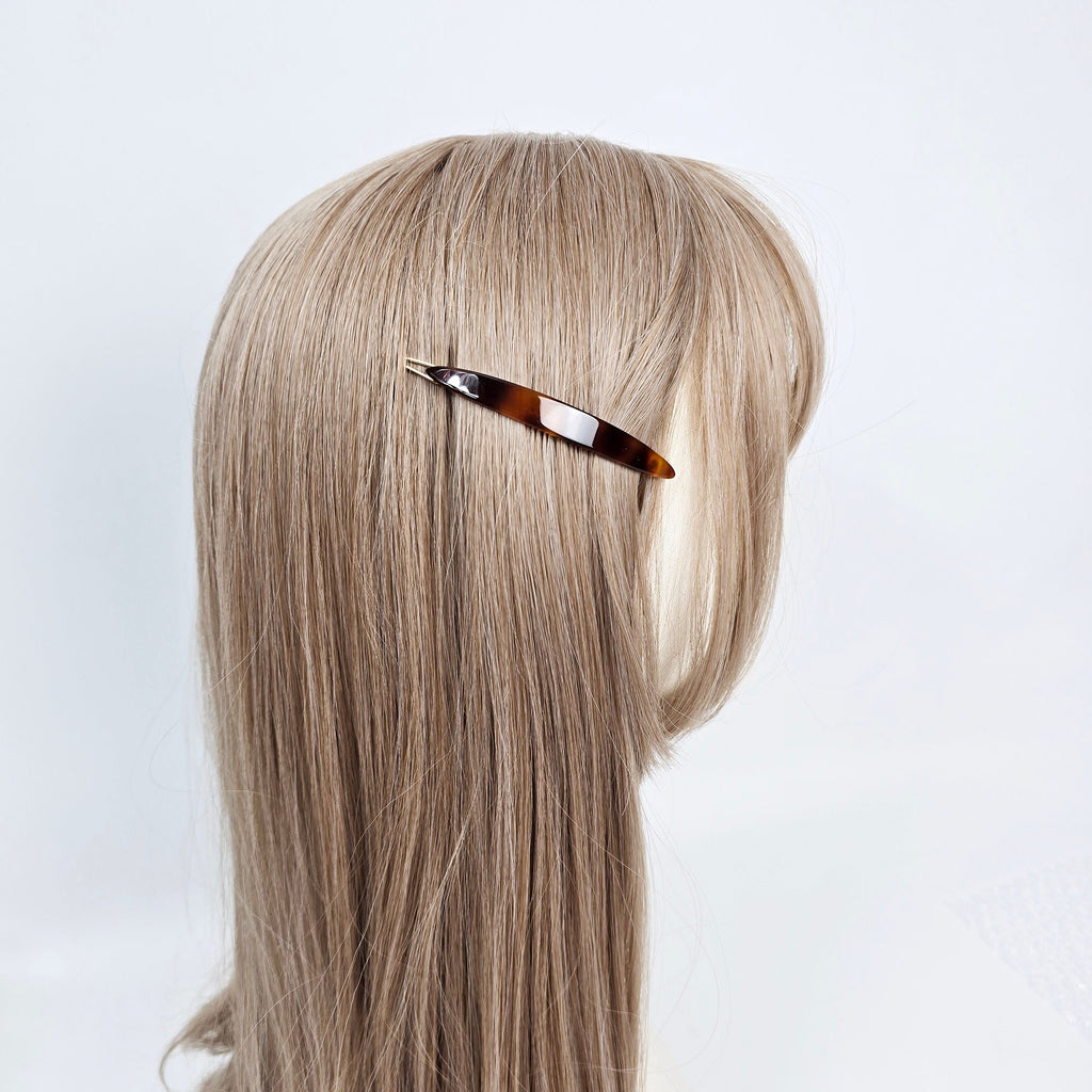 Luxurious Slim Long Oval Bobby Pin (3.1 Inch) / Tortoise Marble French Hair Pin Clip / Hair Accessory for Woman / Bow Barrette
