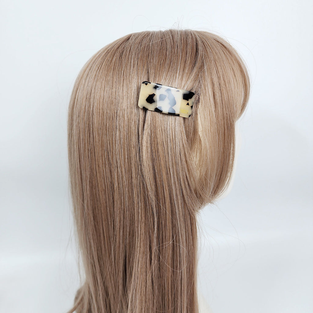 Fashionable Leopard Pure Dela Ultra Mini Rectangular Hair Barrette (2.0 Inch) / Cute French Hair Pin / Automatic Hair Clip