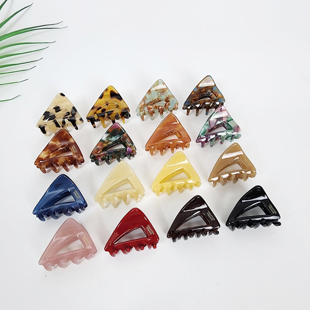 Pure Triangle Fashion Small Point Hair Clip (1.6 Inch) / Cute Tortoise Shell French Hair Pin / Small Hair Clips