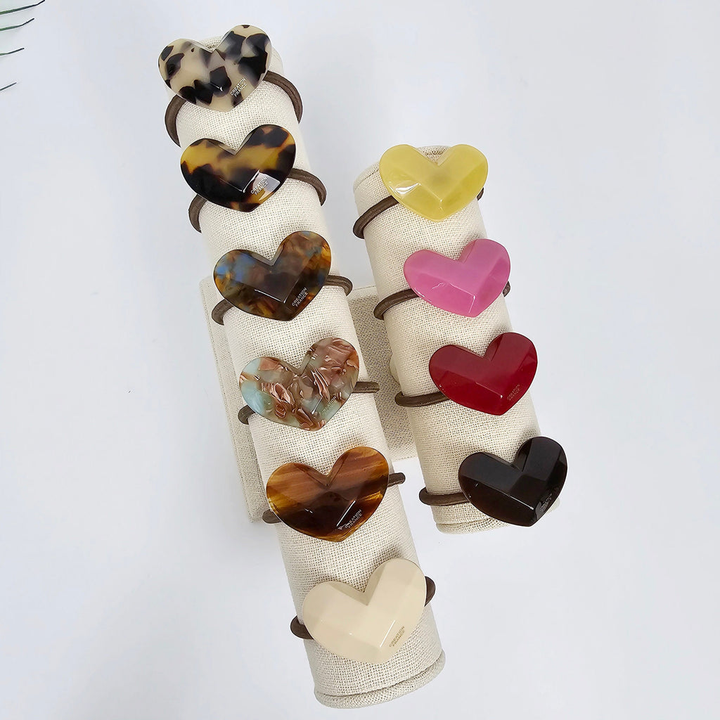 Cutting Heart Ponytail Hair Tie (1.7 Inch) / Simple Cute Ponytail Holder / Hair Accessory for Woman / French Hair Tie