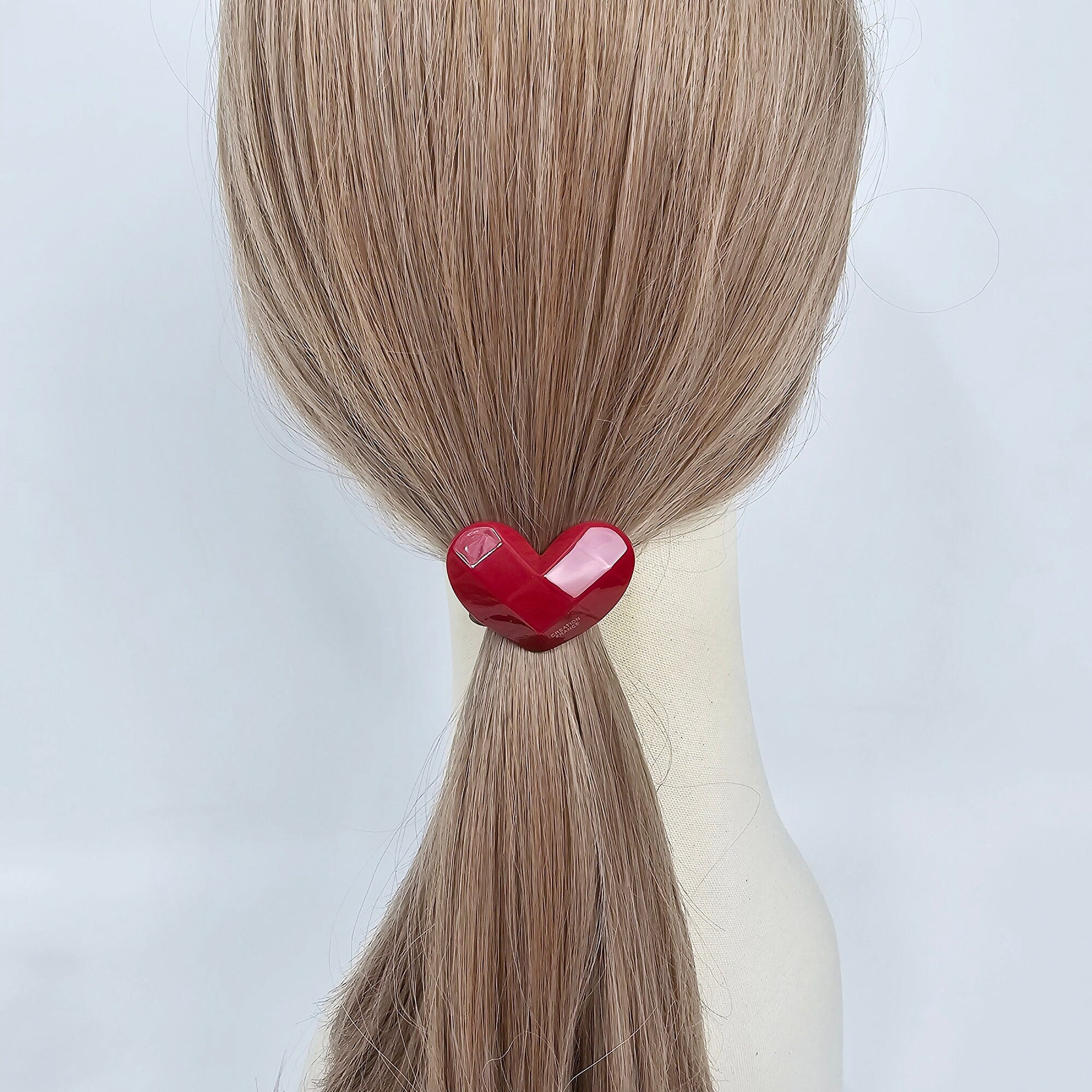 Cutting Heart Ponytail Hair Tie (1.7 Inch) / Simple Cute Ponytail Holder / Hair Accessory for Woman / French Hair Tie