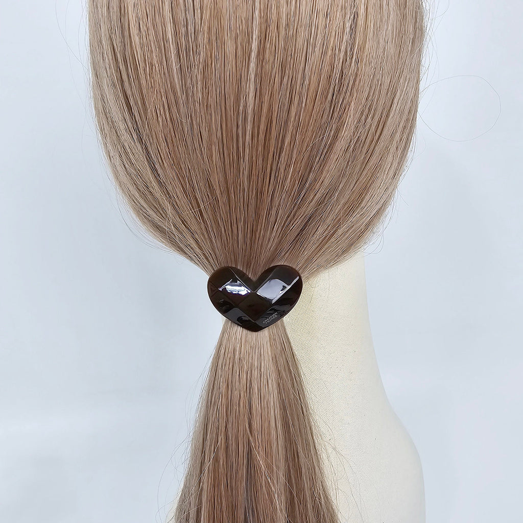 Cutting Heart Ponytail Hair Tie (1.7 Inch) / Simple Cute Ponytail Holder / Hair Accessory for Woman / French Hair Tie