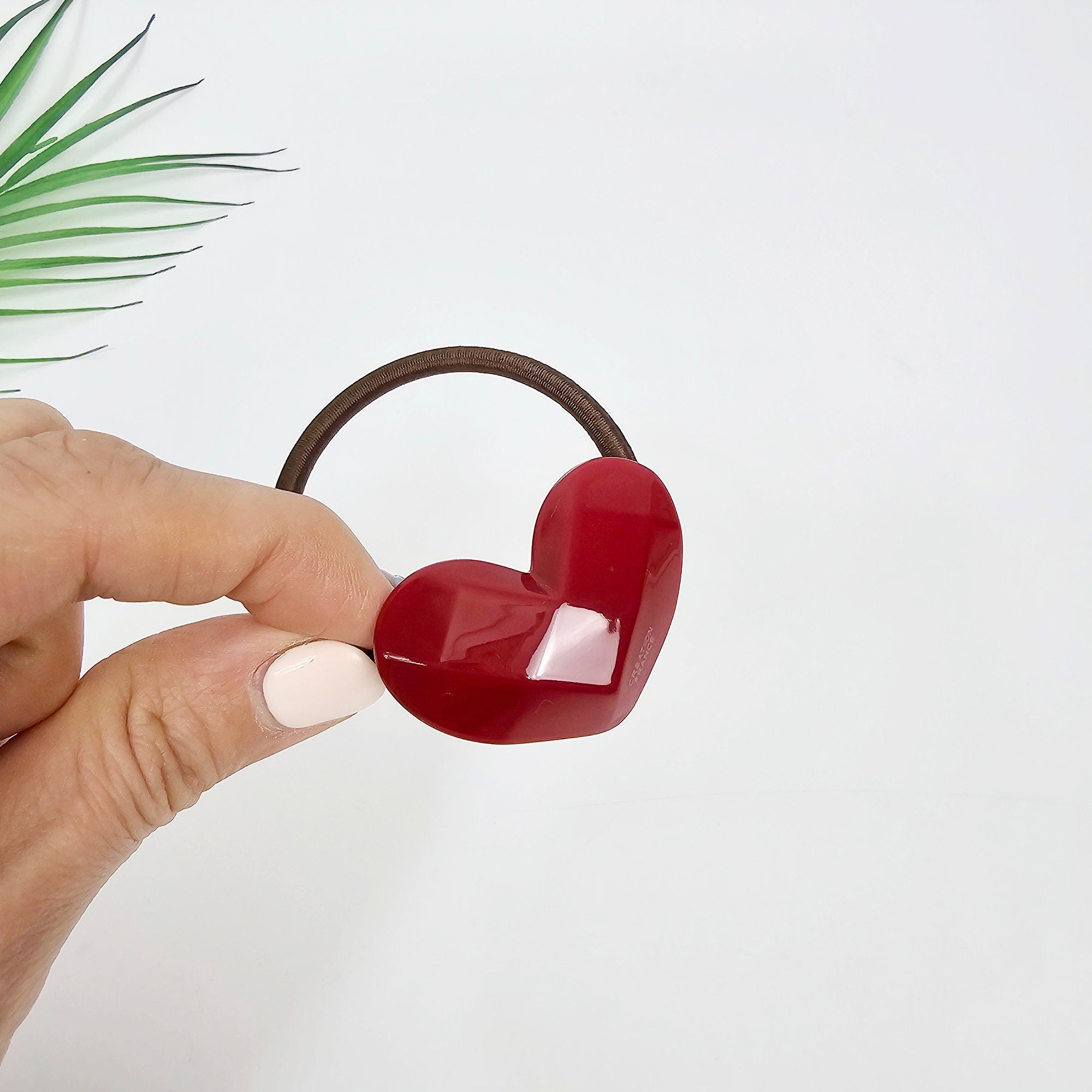 Cutting Heart Ponytail Hair Tie (1.7 Inch) / Simple Cute Ponytail Holder / Hair Accessory for Woman / French Hair Tie