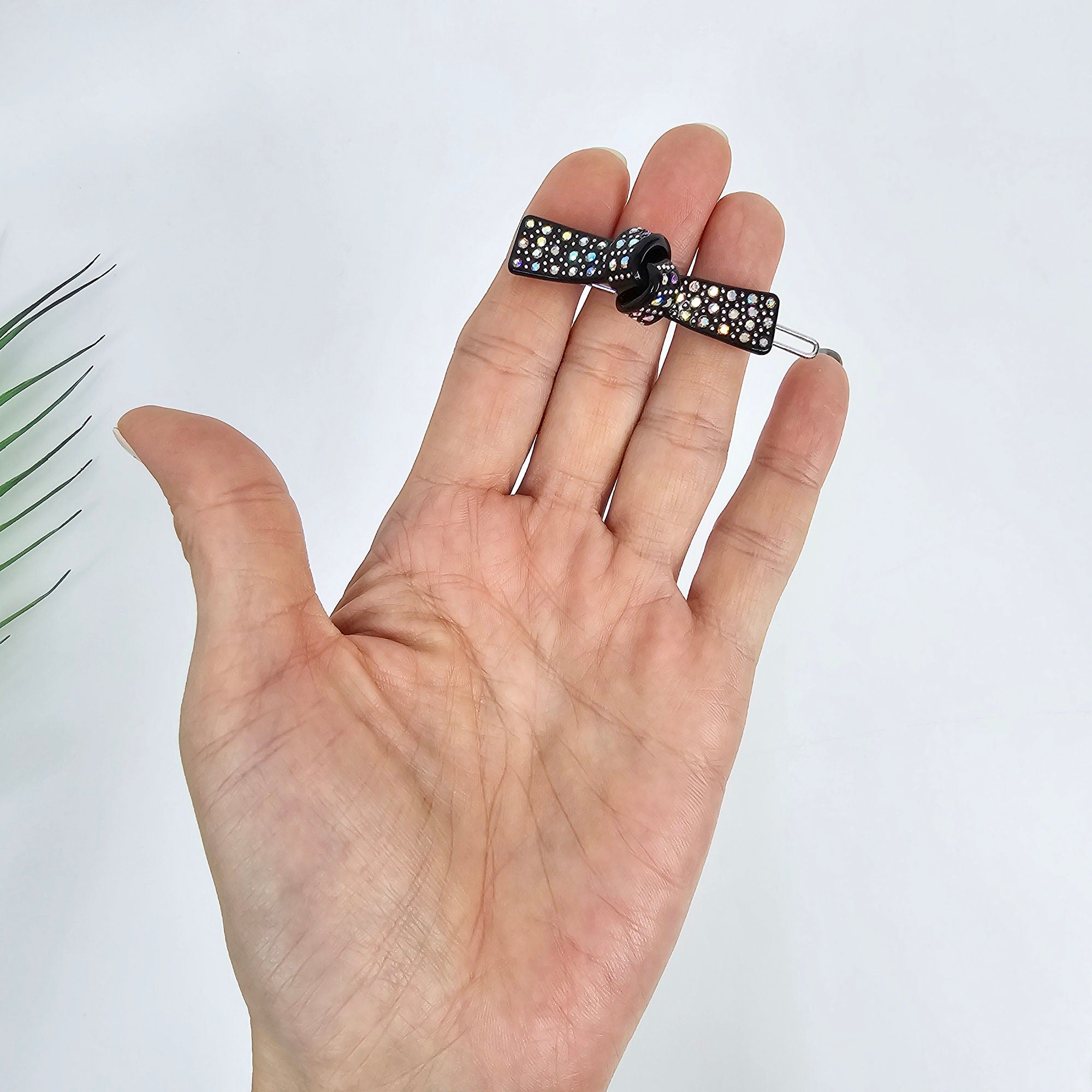 Cubic Stone Straight Knot Bobby Pin (2.0 Inch) / Tortoise Marble French Hair Pin Clip / Hair Accessory for Woman / Bow Barrette