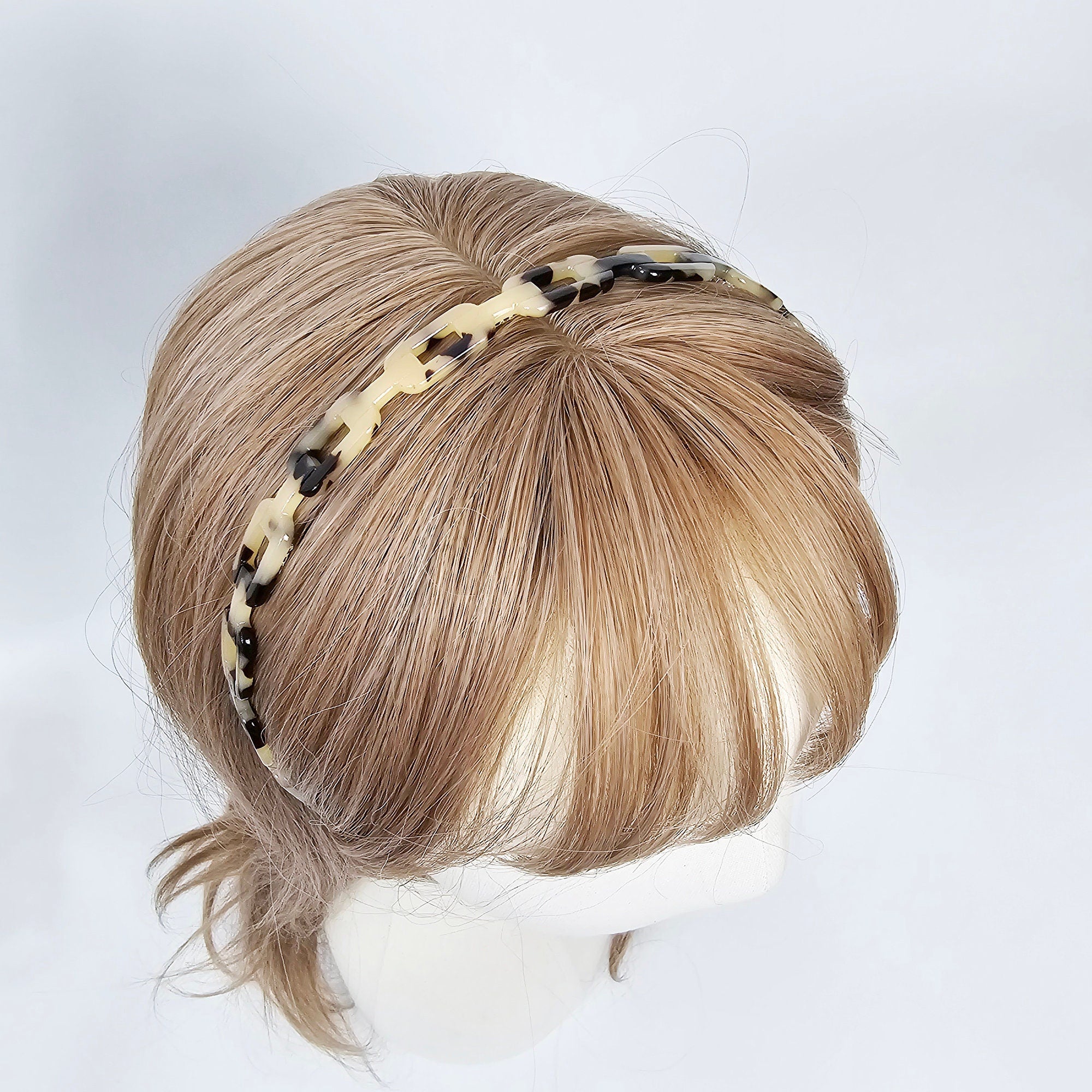 Leopard Square Chain Thin Headband (0.5 Inch) / Hair Accessories for Woman / Alice Headband