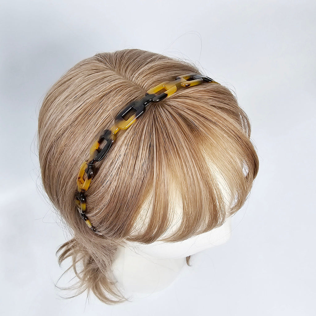 Leopard Square Chain Thin Headband (0.5 Inch) / Hair Accessories for Woman / Alice Headband