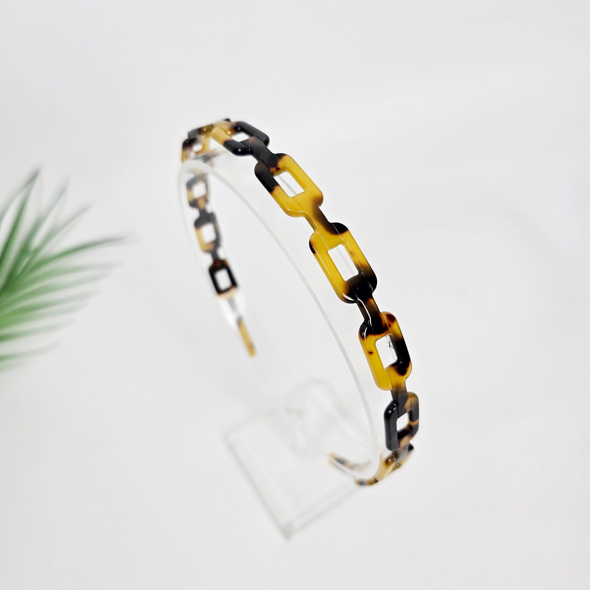 Leopard Square Chain Thin Headband (0.5 Inch) / Hair Accessories for Woman / Alice Headband