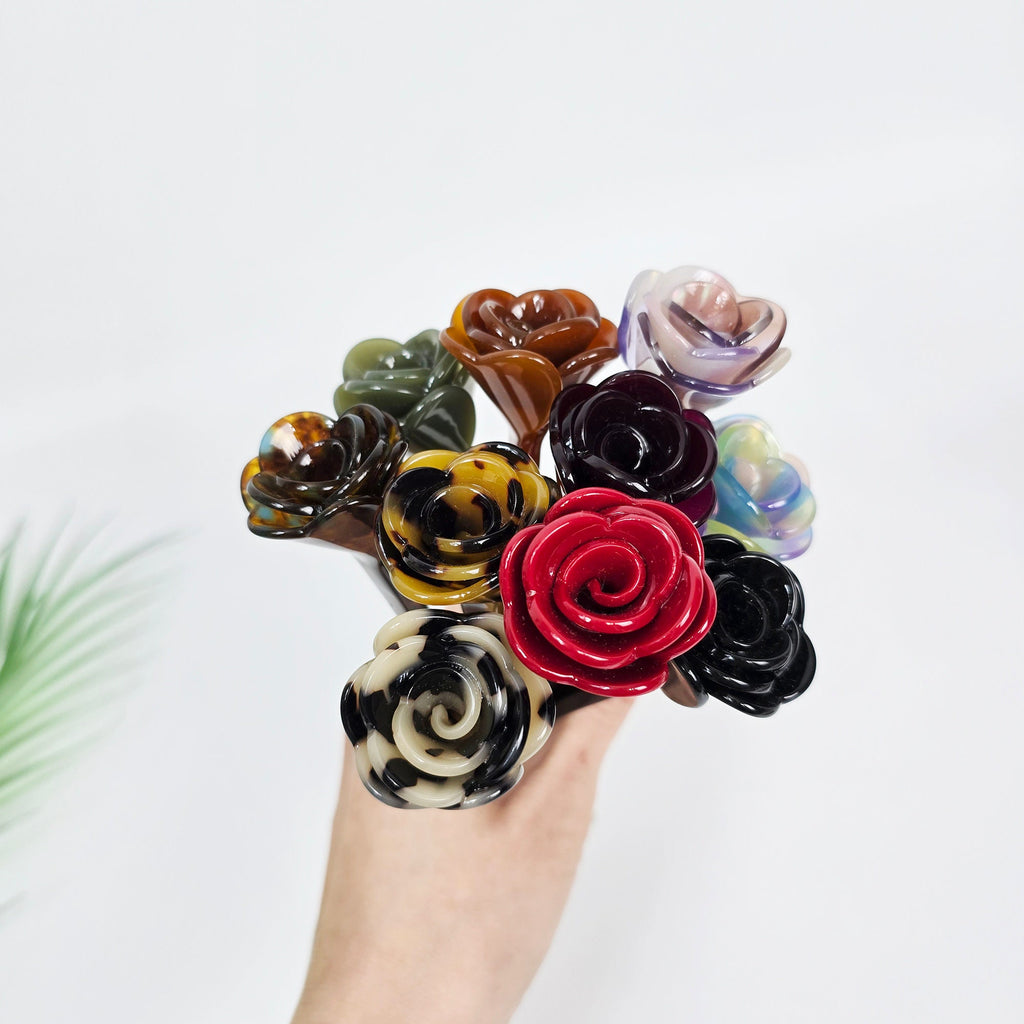 Blooming Rose Updo Hair Stick (6.5 Inch) / Vintage French Hair Pin / Hair Fork for Thick Hair