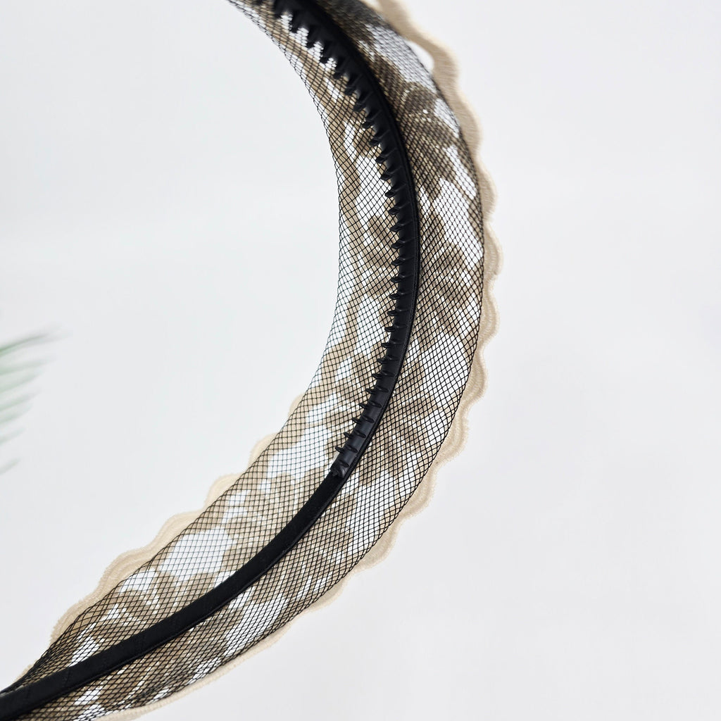 Handmade Sunflower Embroidery Lace Fabric Wide Headband (2.0 Inch) / Hair Accessories for Woman