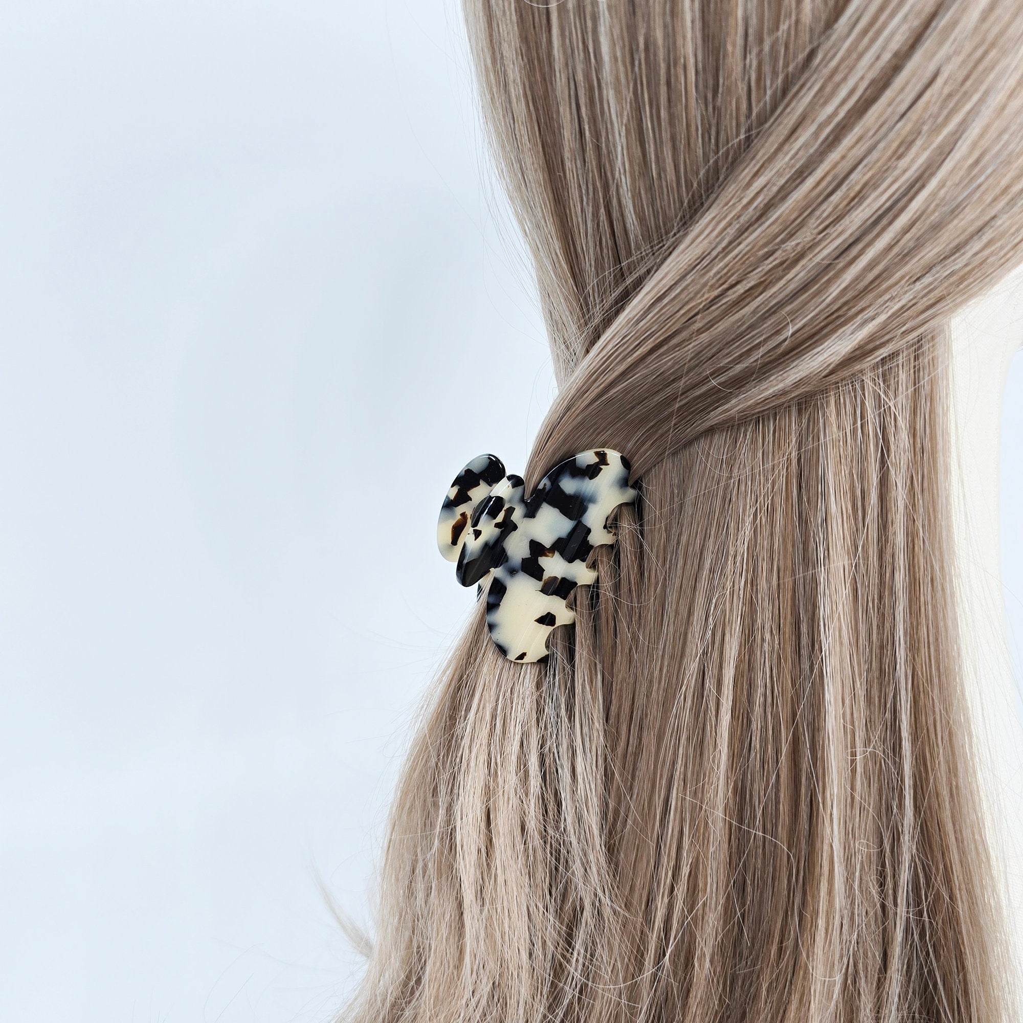Luxurious Simple Half Moon Half-Tie Hair Claw Clip (2.4 Inch) / Tortoise Shell French Hair Claw / Hair Barrette for Woman