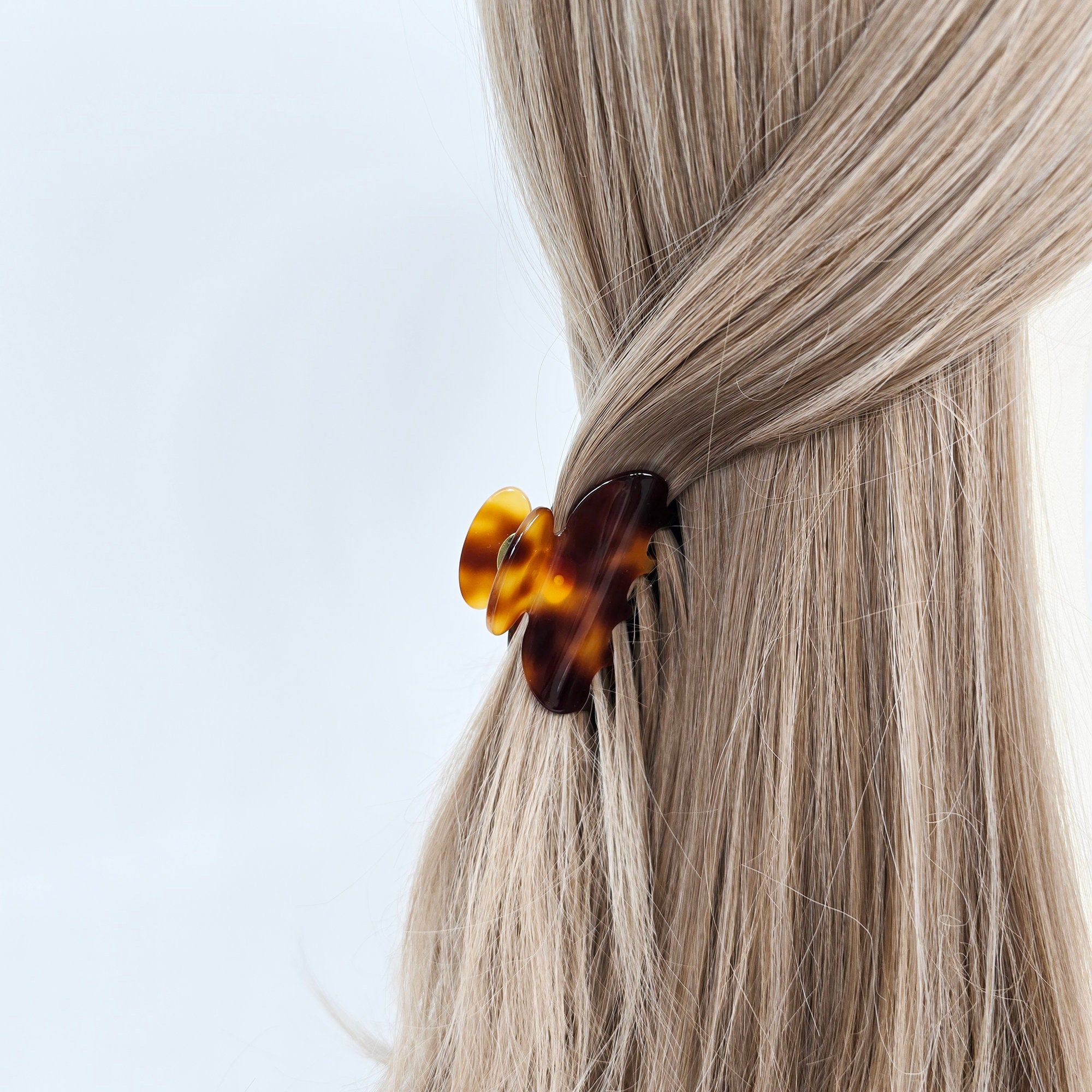 Luxurious Simple Half Moon Half-Tie Hair Claw Clip (2.4 Inch) / Tortoise Shell French Hair Claw / Hair Barrette for Woman