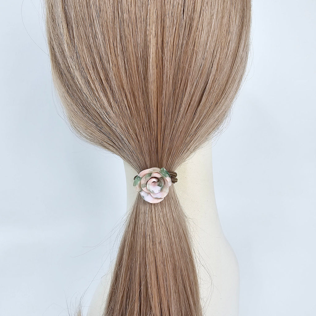 Leopard Blooming Rose Ponytail Hair Tie / Simple Cute Ponytail Holder / Hair Accessory for Woman / French Hair Tie