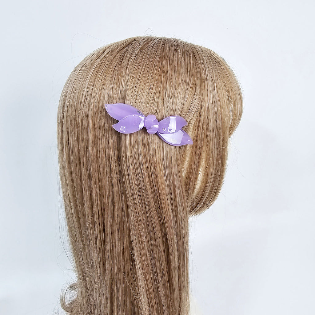 Pure Color Double Wave Ribbon Side Hair Bobby Pin (3.7 Inch) / Tortoise Shell French Hair Pin / Automatic Hair Clip