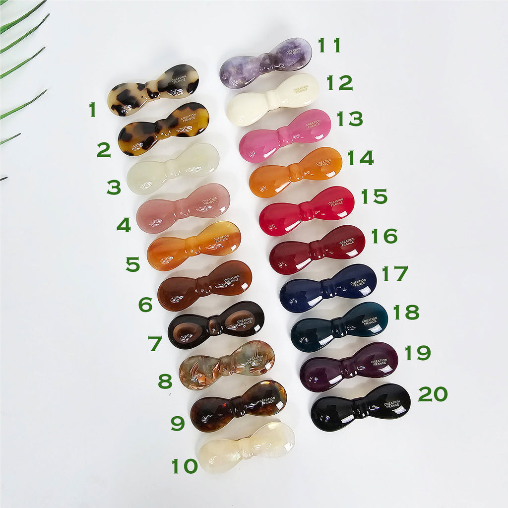 Rounded Bulging Ribbon Side Claw Mini Hair Claw Clip (2.0 Inch) / Vivid Color French Pin / Alligator Hair Clip for Woman