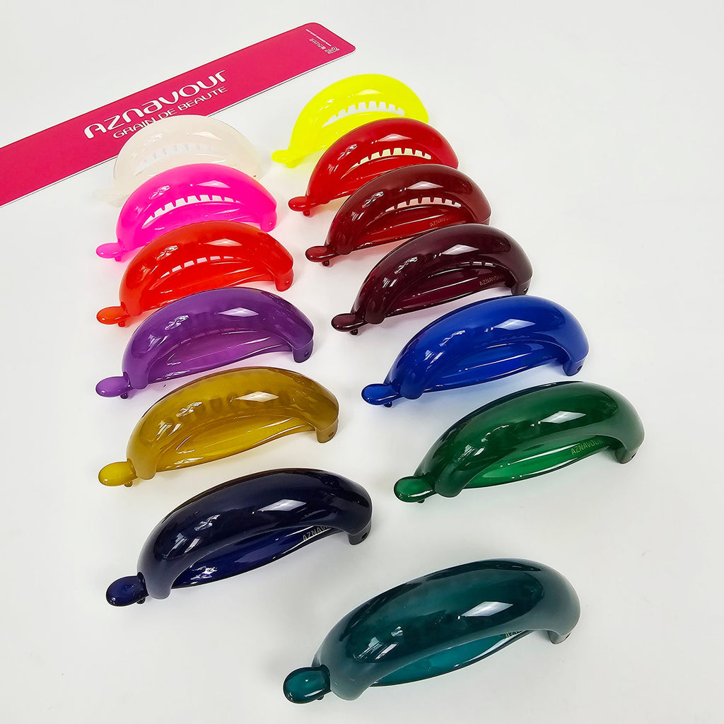 Pure Color Half Moon Banana Half-Up Hair Pin (2.9 Inch) / Tortoise Marble Hair Comb Barrette / French Hair Pin