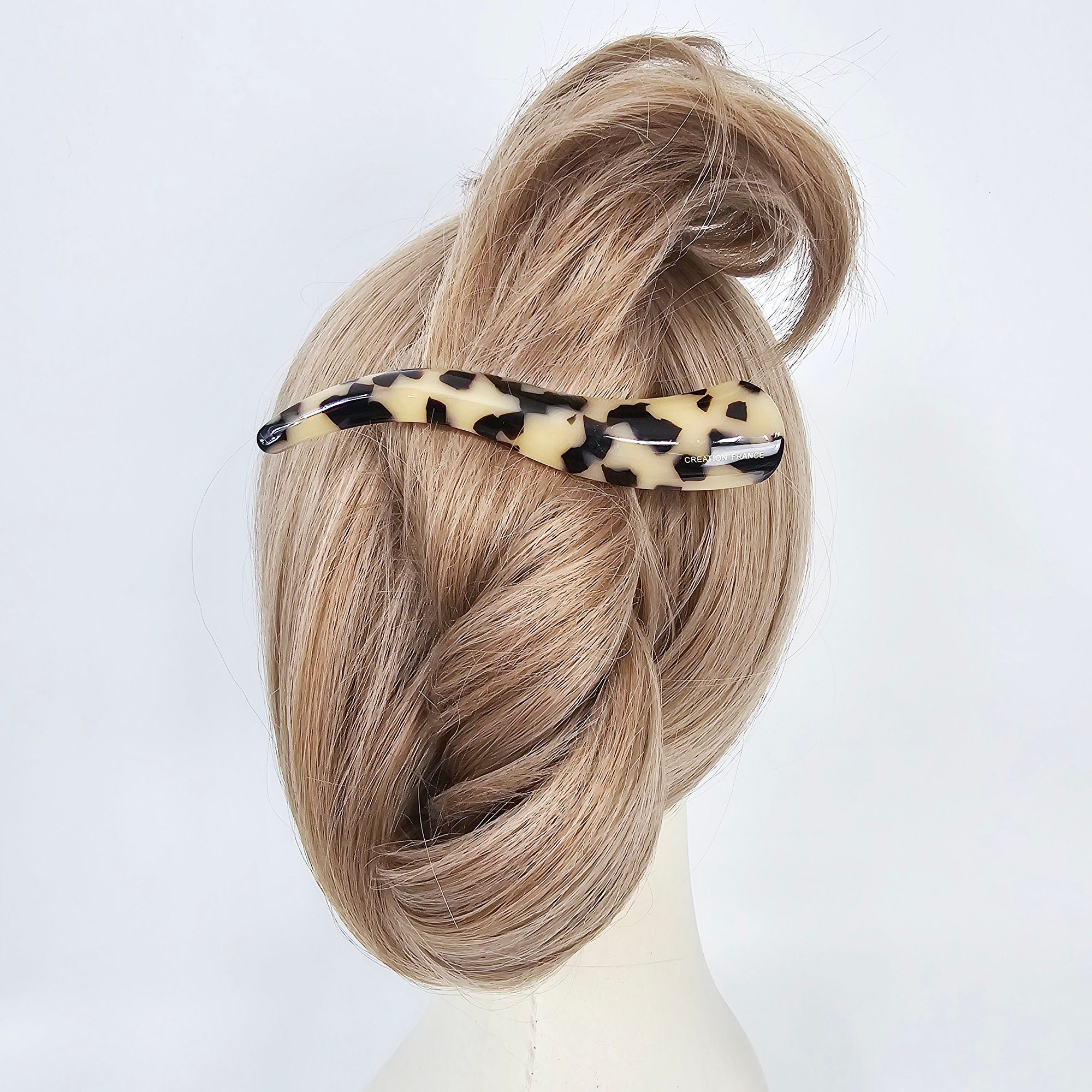 Leopard Pure Color Curve Line Long Claw Clip (4.7 Inch) / Elegance French Hair Pin / Hair Barrette for Woman / Alligator Hair Clip